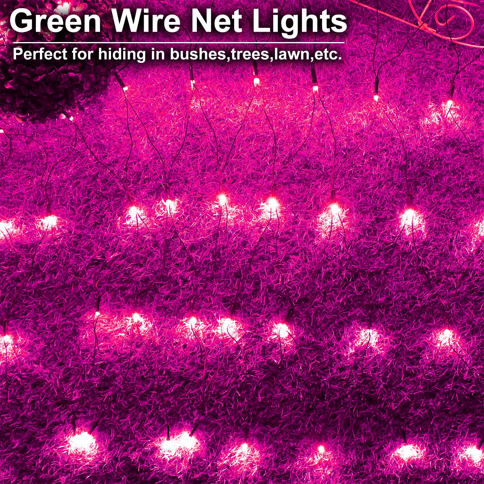 Yaozhou Solar Christmas Net Lights Outdoor Waterproof,Pink 264Led 9.9Ft6.6Ft Mesh Lights 8 Modes With Timer,Solar Powered Christmas Decorations For Lawn, Bushes, Trees