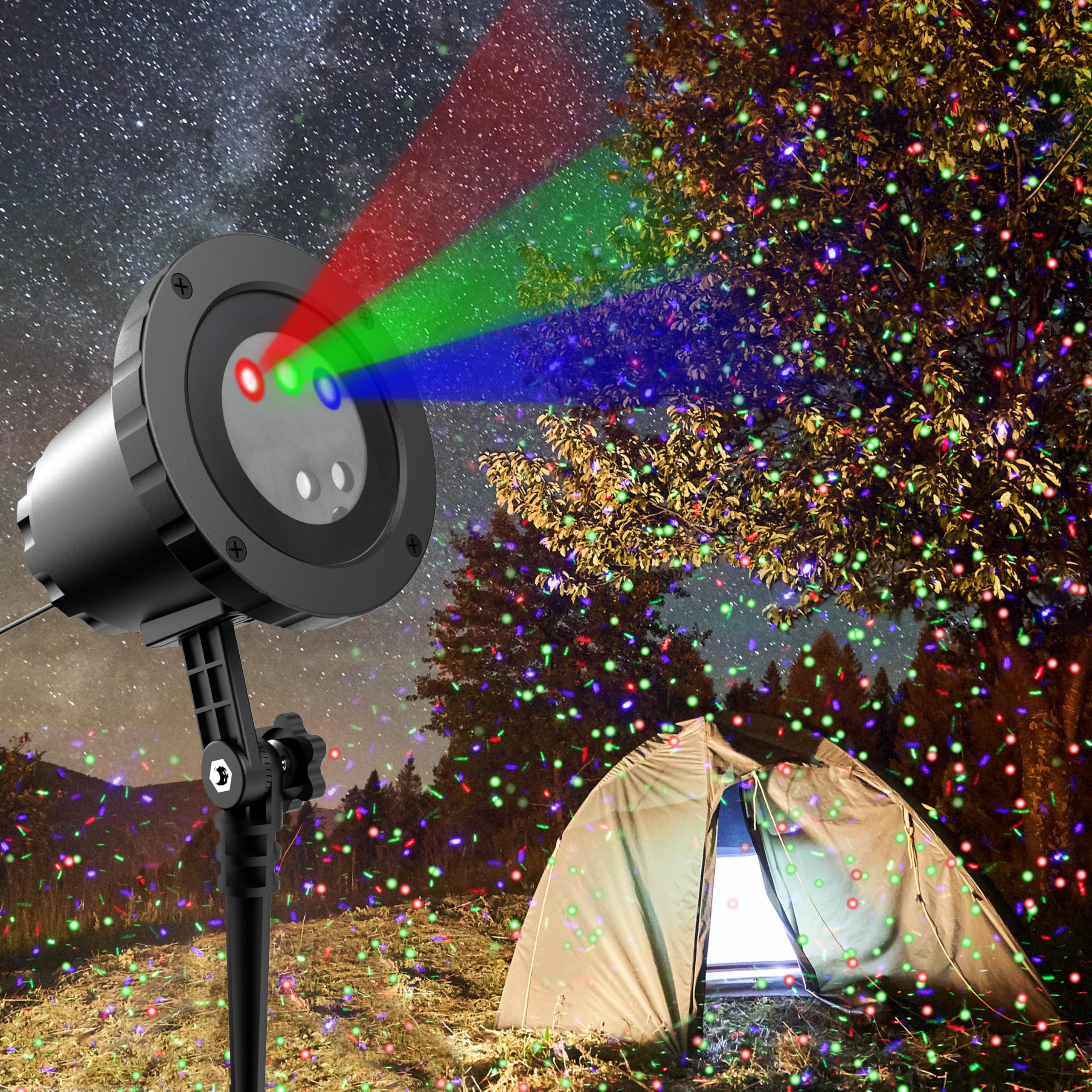 Airivo Christmas Laser Lights Projector Outdoor, 3 Color Motion Firefly Lights Projector, Moving Red, Green And Blue Star Light Waterproof With Remote Control For Garden,Home, Landscape