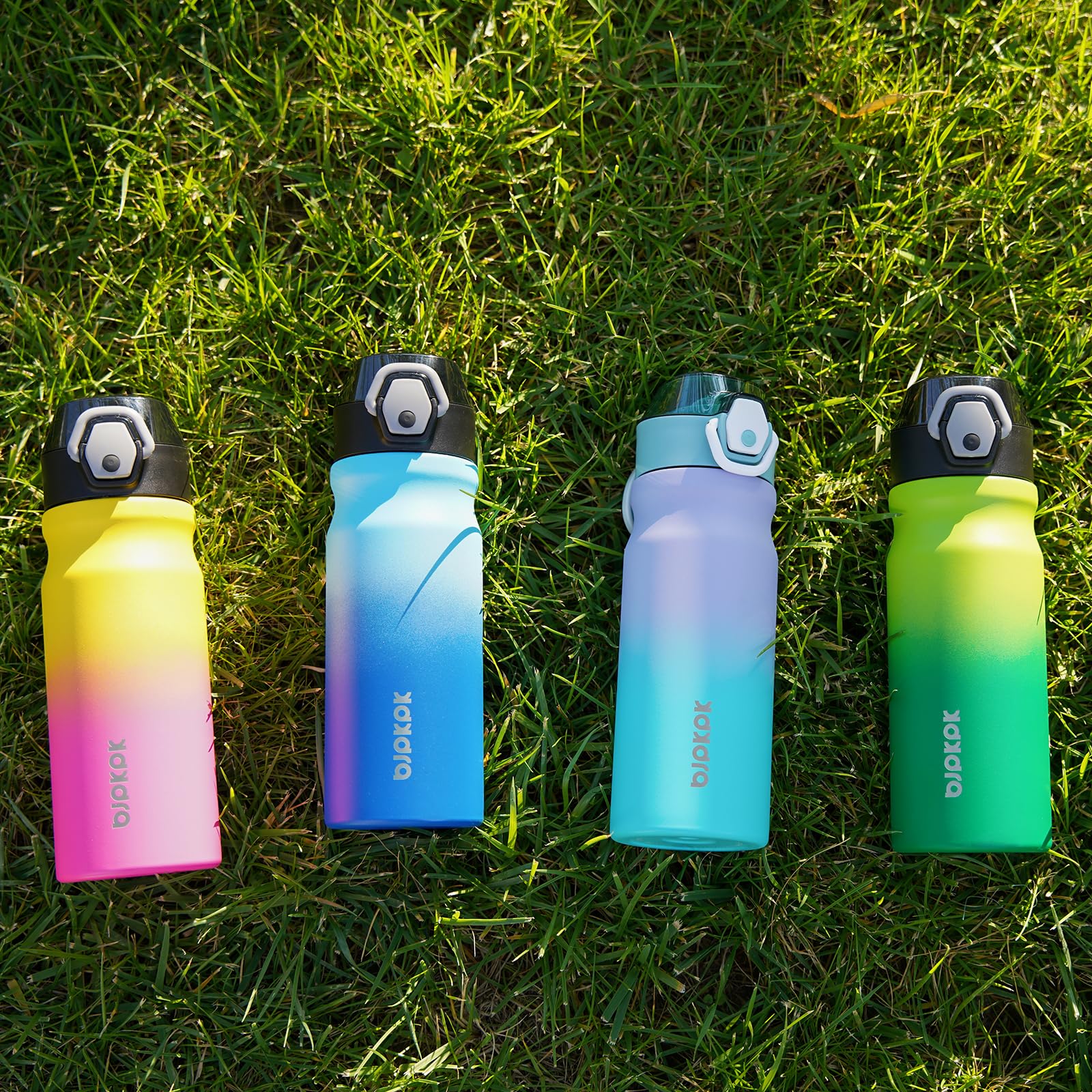 Bjpkpk Insulated Water Bottle 18Oz Stainless Steel Water Bottles With Straw And Carry Handle Double