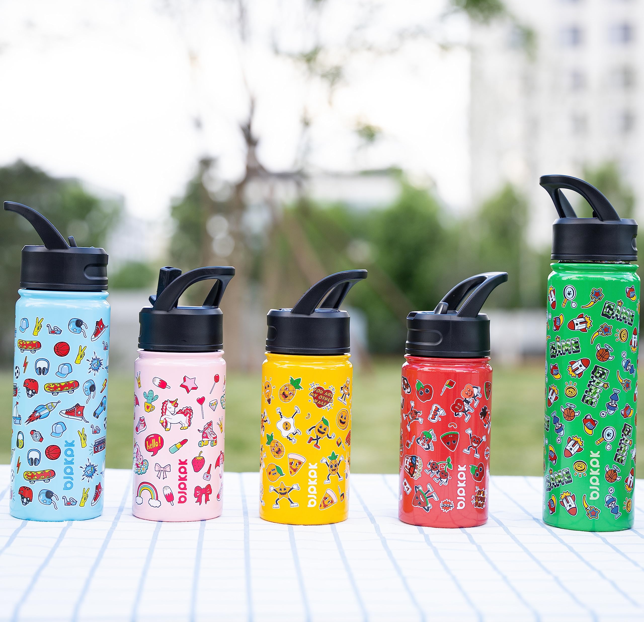 Bjpkpk Insulated Water Bottle With Straw Lid, 22 Oz Stainless Steel Metal Water Bottles, Reusable