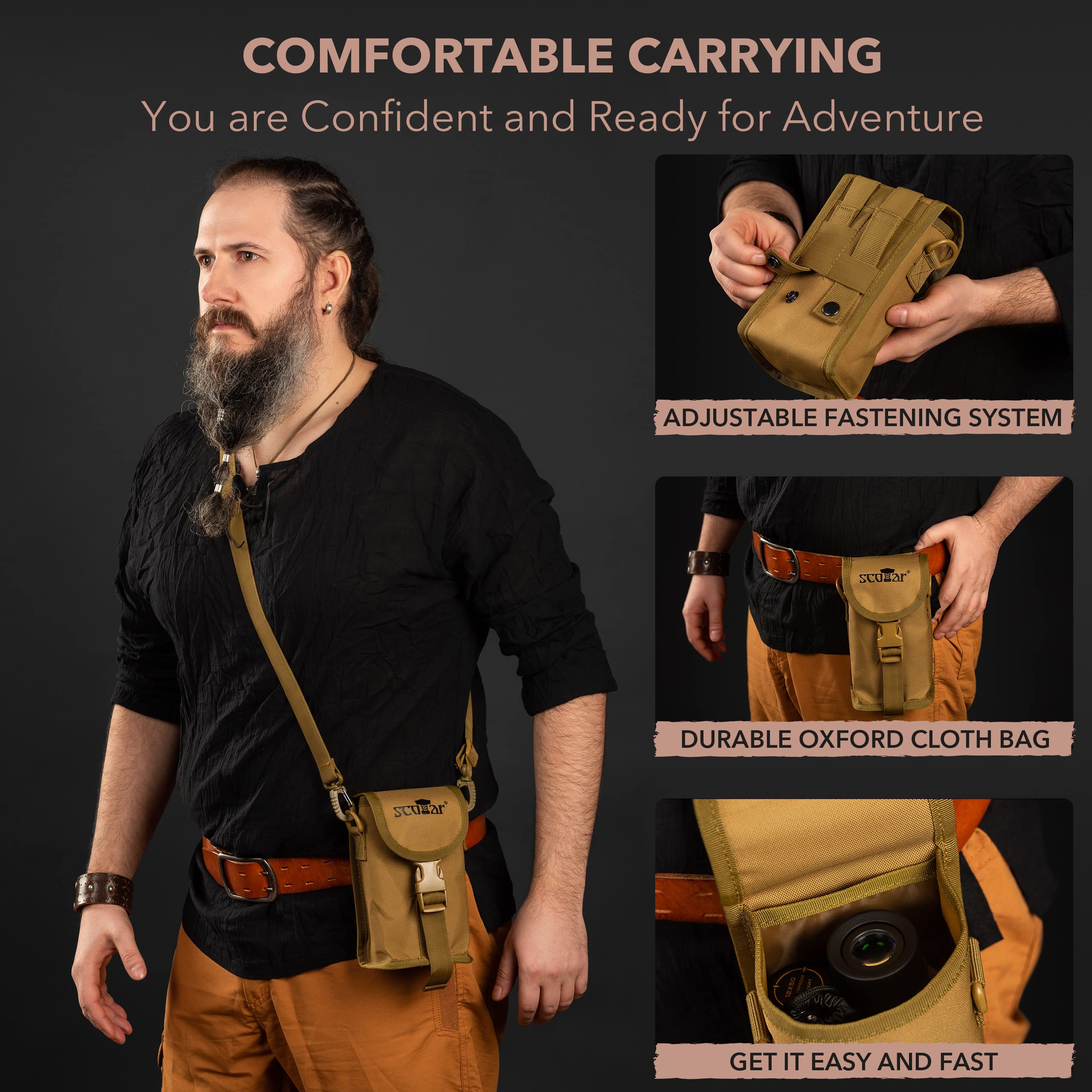 Scotar 12X50 Monocular Telescope - Fmc Fogproof, Ip67 Waterproof Hand Held Telescope - Bak4 Phase And Dielectric Coated Prism - Adventure Accessories Set: Bag, Smartphone Adapter, Mini Tripod