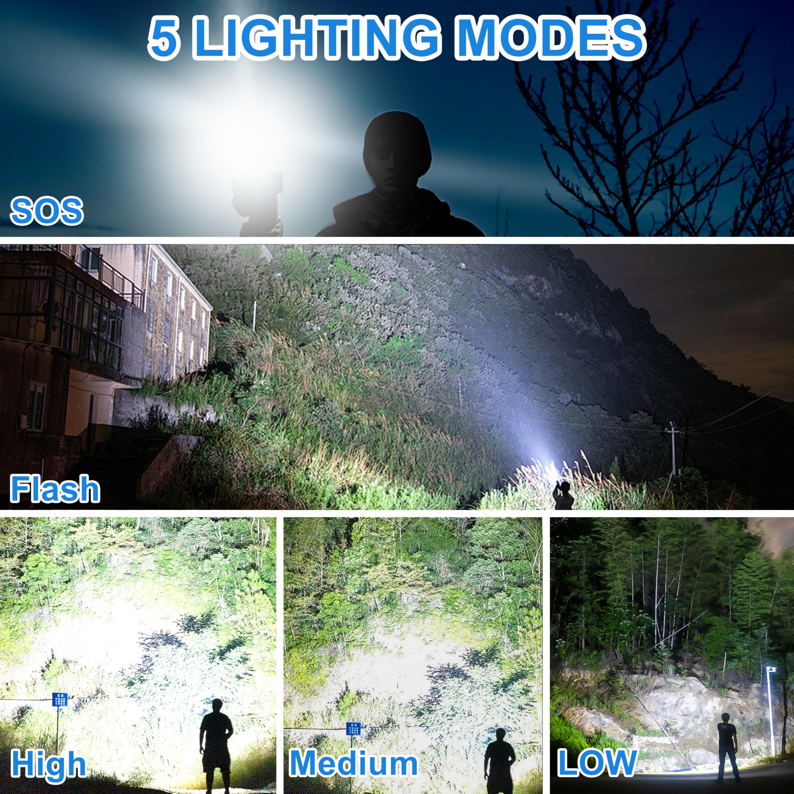 Zapyhng Flashlights High Lumens, Rechargeable Flashlights, High Lumens Led Flashlight, Super Bright Led Flashlight, Suitable For Camping And Emergency Situations
