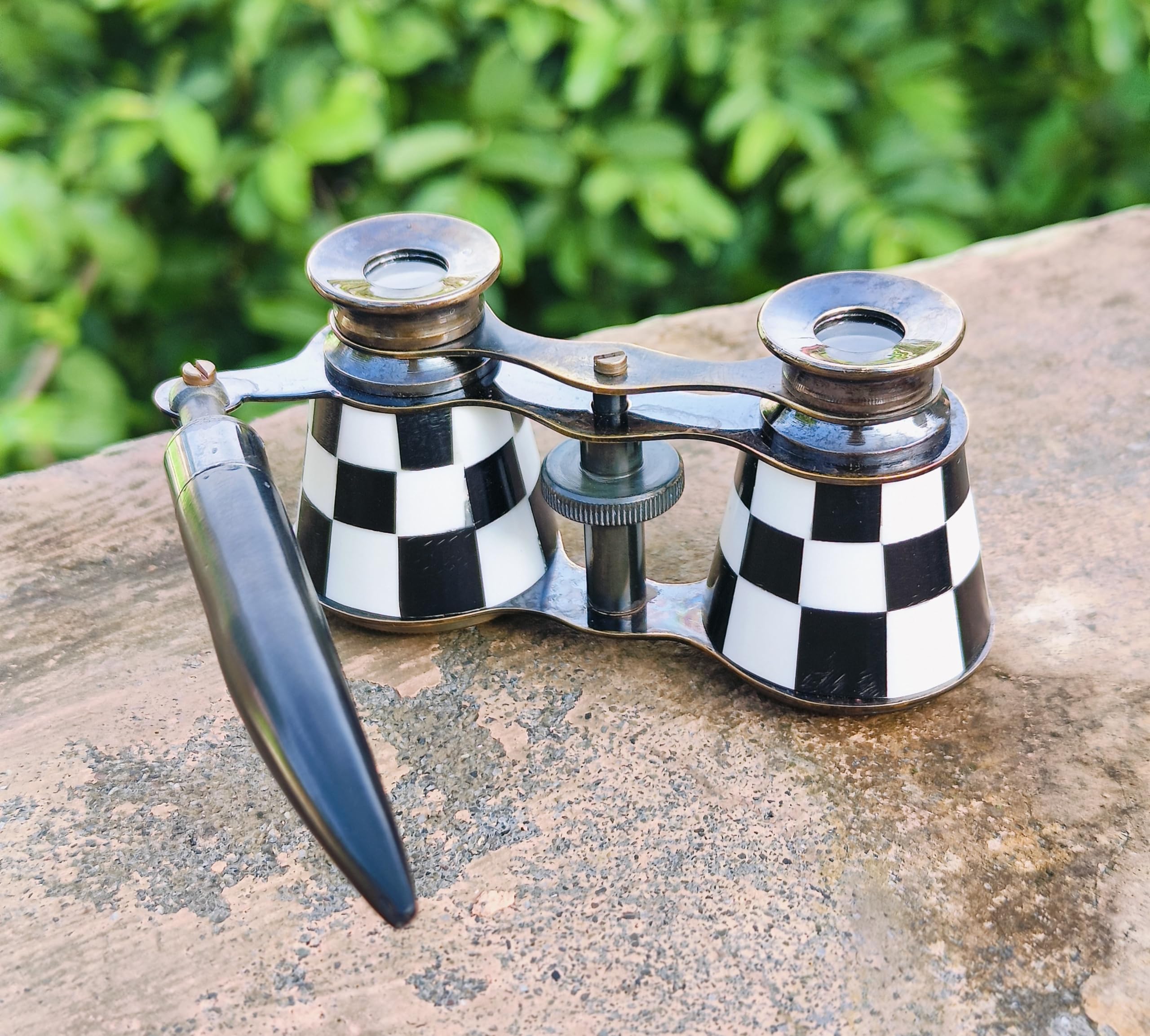 Sifaat World 2.5 Inches Opera Glasses Binocular For Adults- Captain'S Mother Of Pearl Solid Brass Opera Binoculars With Handle -Pocket Size Handel Binoculars For Kids, Bird Watching, Hunting