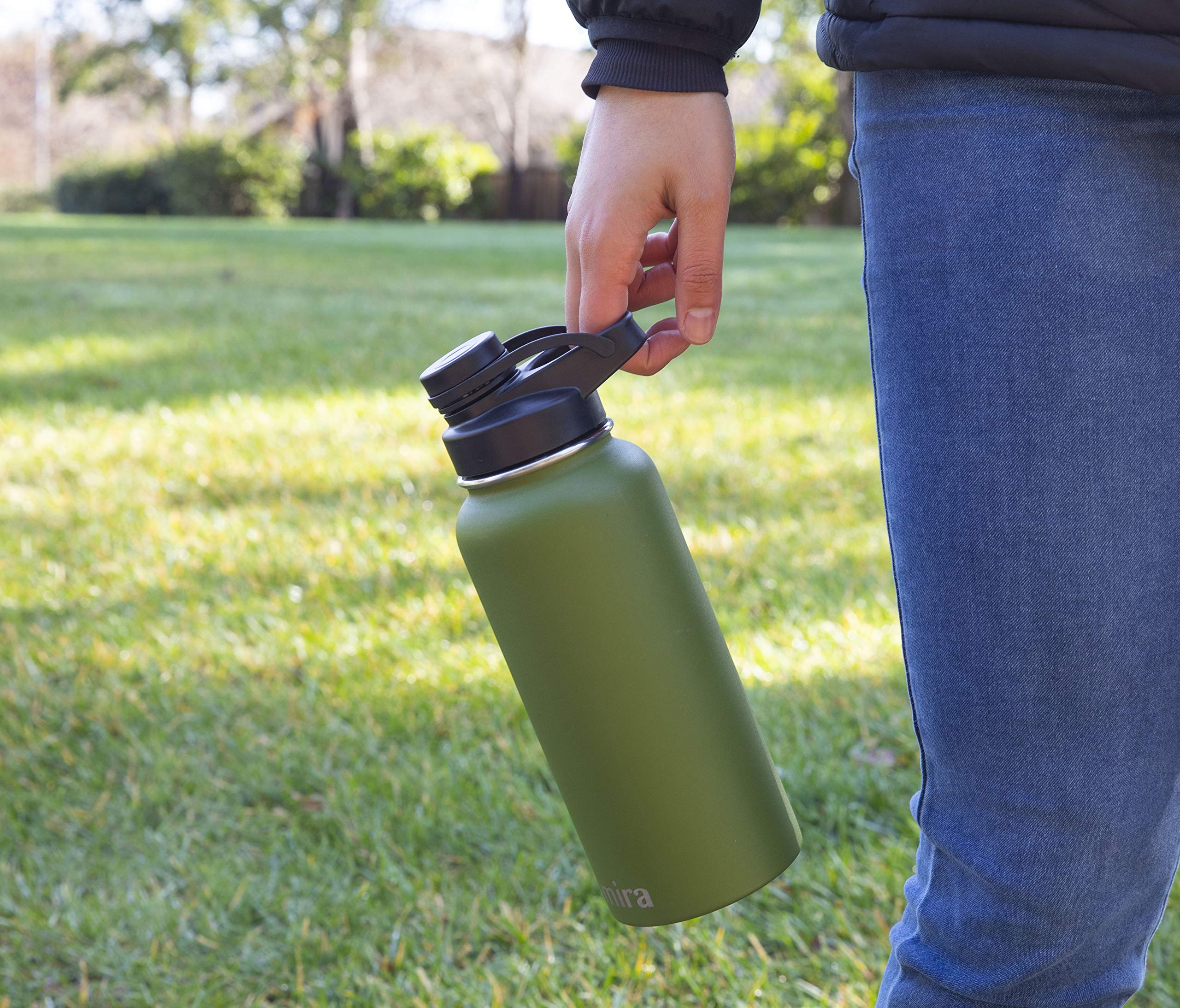 Mira 32 Oz Insulated Sports Bottle - Stainless Steel Temperature Control Thermos - Easy-Drink