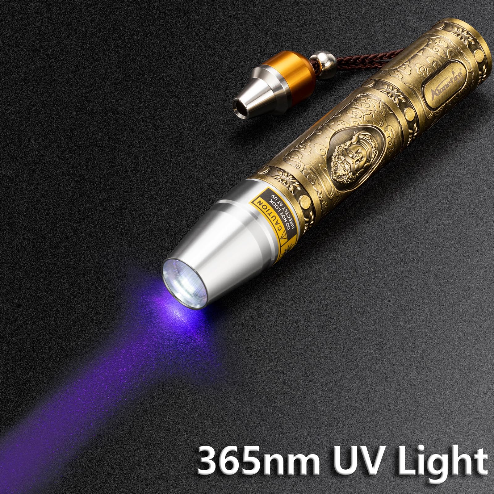 Alonefire Sv123 Edc Flashlight Small 365Nm Uv Blacklight, Yellow And White Light Gemstone Flashlight Usb C Rechargeable Pet Urine Detector For Rocks Jewelry With Little Focusing Tip,Built-In Battery