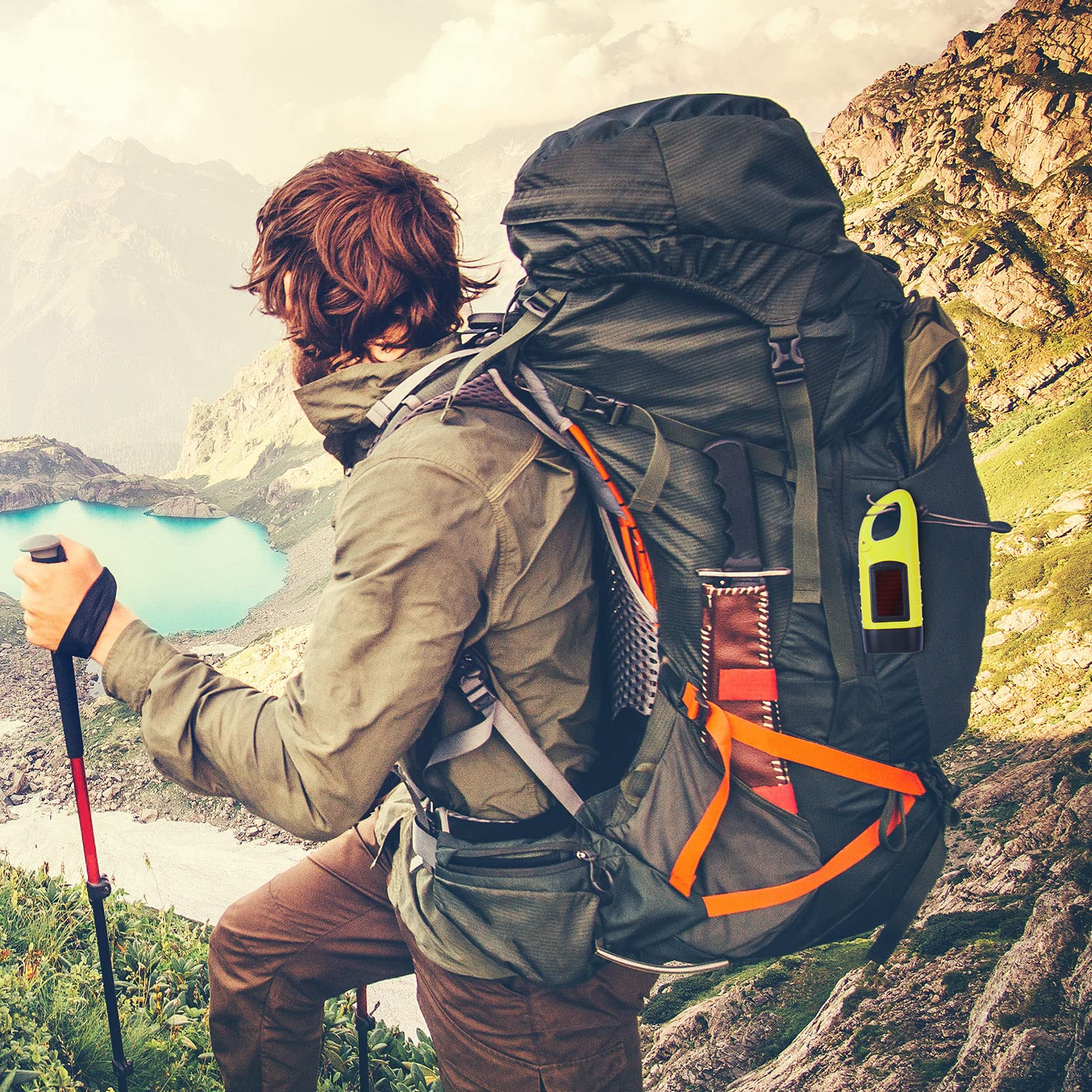 Mudder 3 Packs Hand Crank Solar Powered Flashlight Emergency Rechargeable Led Flashlight Survival Gear Self Powered Charging Torch Manual Dynamo For Fishing Hiking Backpack Camping Home Safety