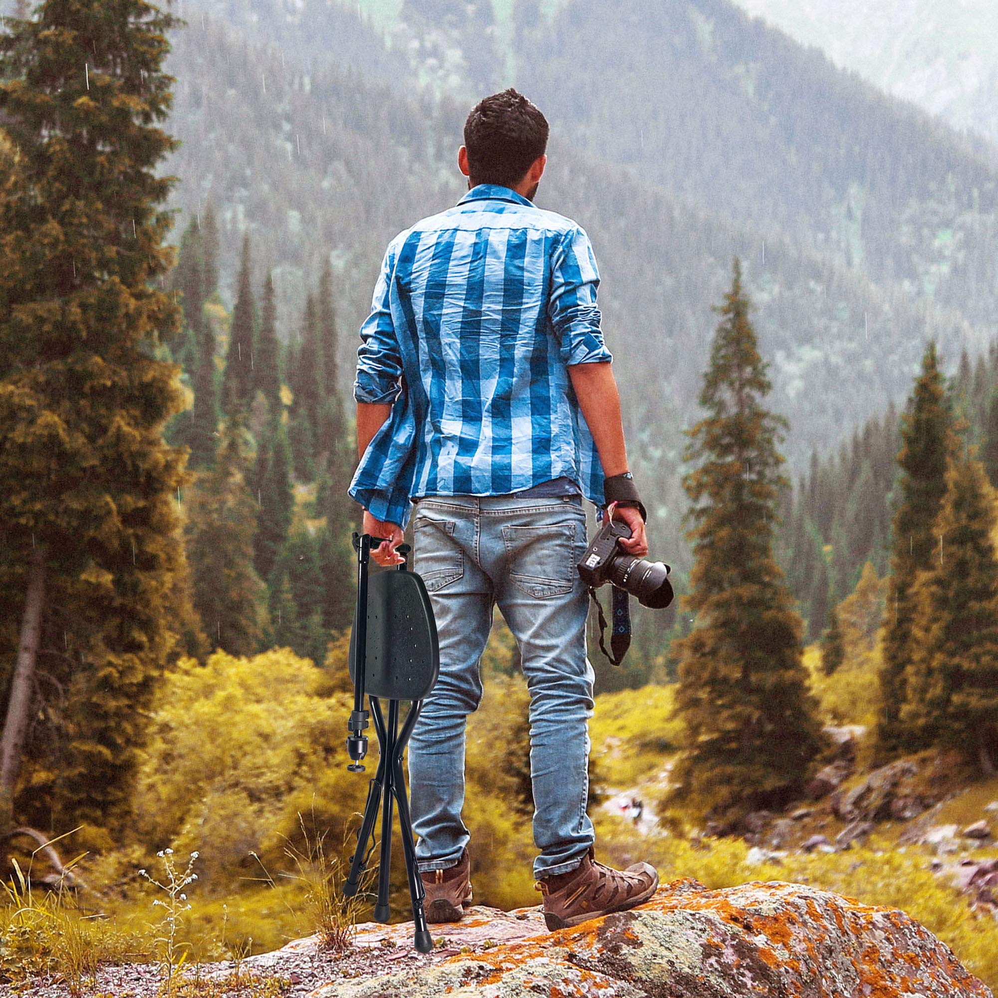 Vidpro Sp-12 Seatpod Portable Folding Camera Mount With Integrated Chair. Perfect For Nature Photography Bird Watching And Sporting Events. Compatible With Cameras Dslrs Spotting And Telescopes