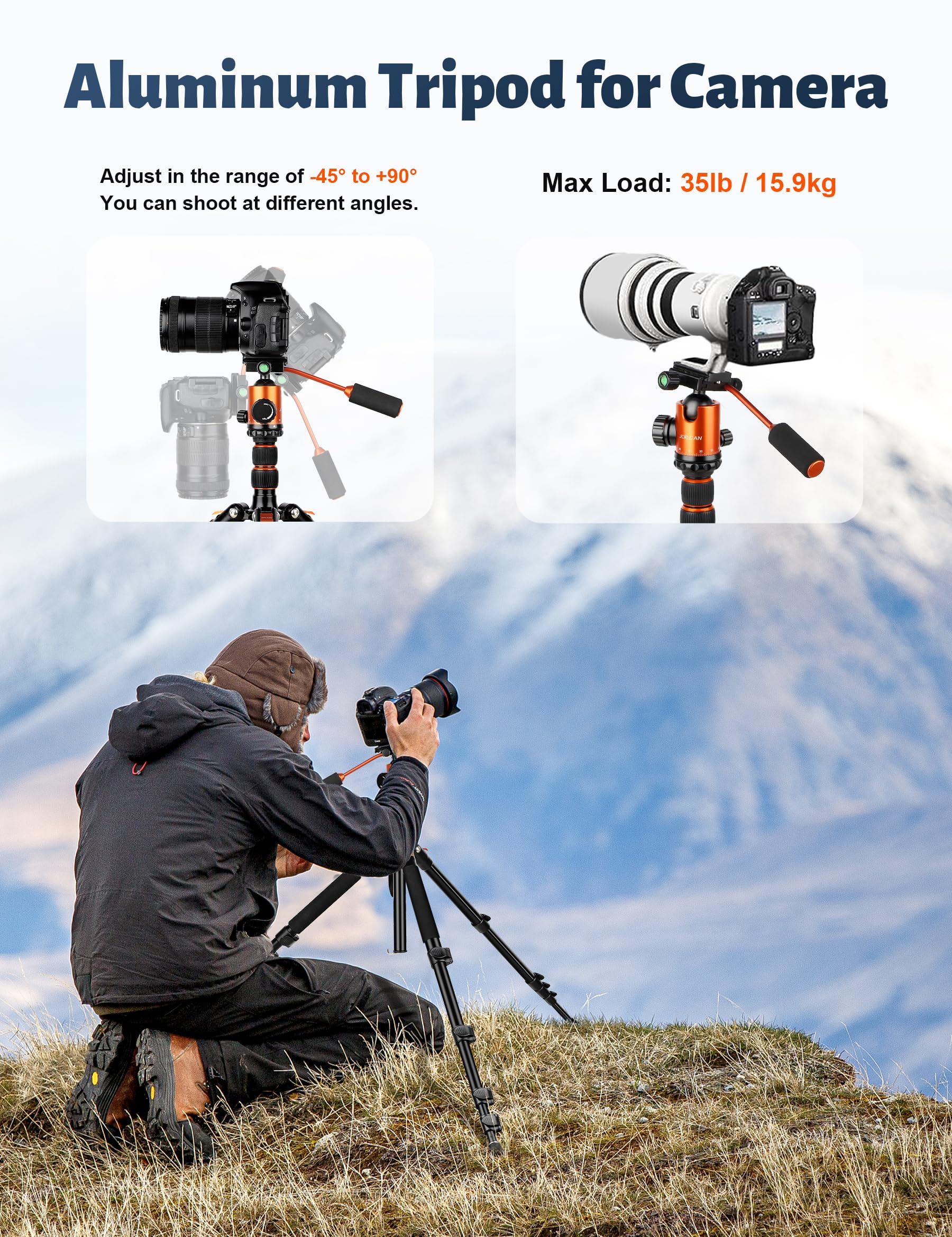 Victiv Tripod For Camera, 83" Camera Tripod & Monopods With Metal Handle, Professional Aluminum Heavy Duty Tripods For Dslr Cameras Lasers Spotting Scope Binoculars Telescope, Payload 35Lb