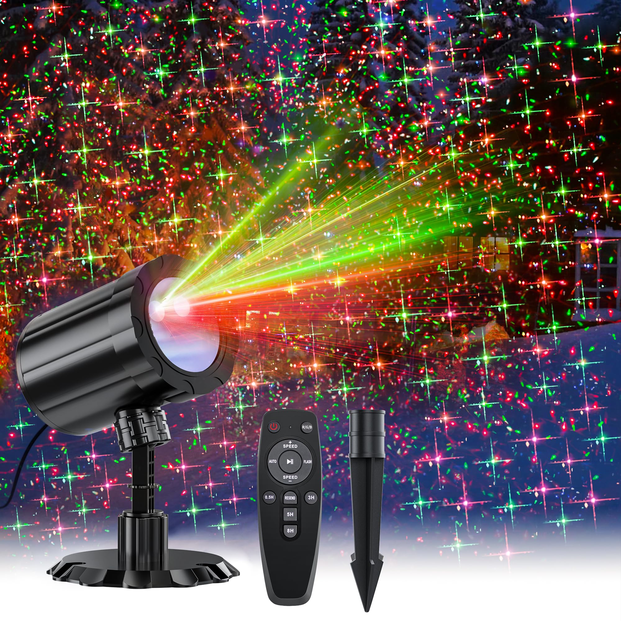 Binkbang Christmas Projector Lights Outdoor, Led Waterproof Projector Lights, 3 Modes With Remote Control Outdoor Christmas Projector For Christmas Decorations Outdoor Yard Holiday Party, Ht-Ll-02