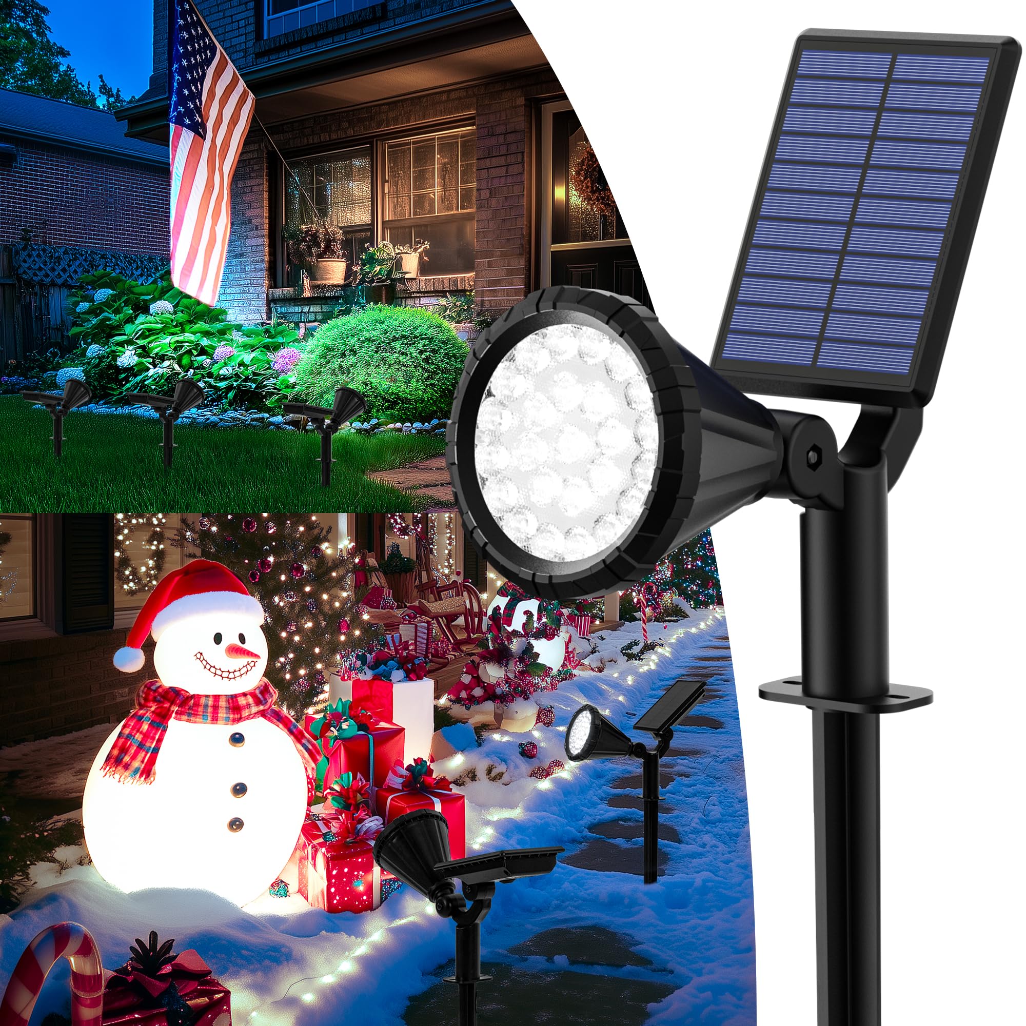 Auderwin Solar Spot Lights Outdoor Waterproof, Solar Powered Halloween Lights Flag Pole Light, Landscape Spotlights For Tree, House, Yard, Garden, Christmas Decorations-8 Pack