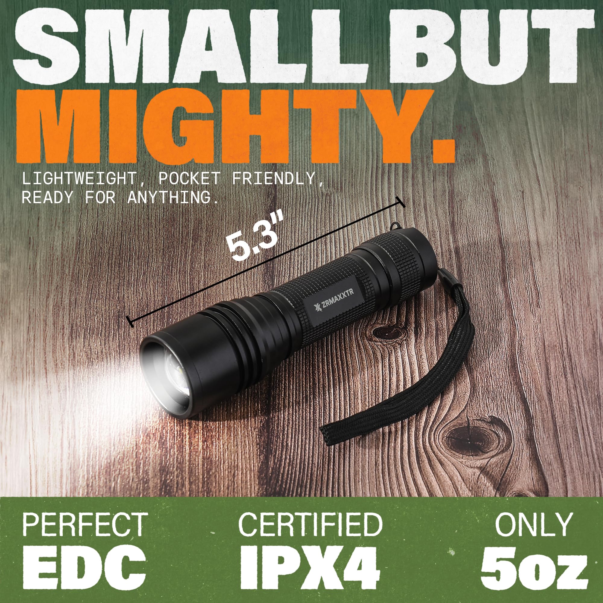 Zrmaxxtr Tactical Led Flashlight 2 Pack - Our Tactical Flashlight Features Shock & Water Resistance - Experience 5 Versatile Modes And Precision Focus With Our Zoomable Lens
