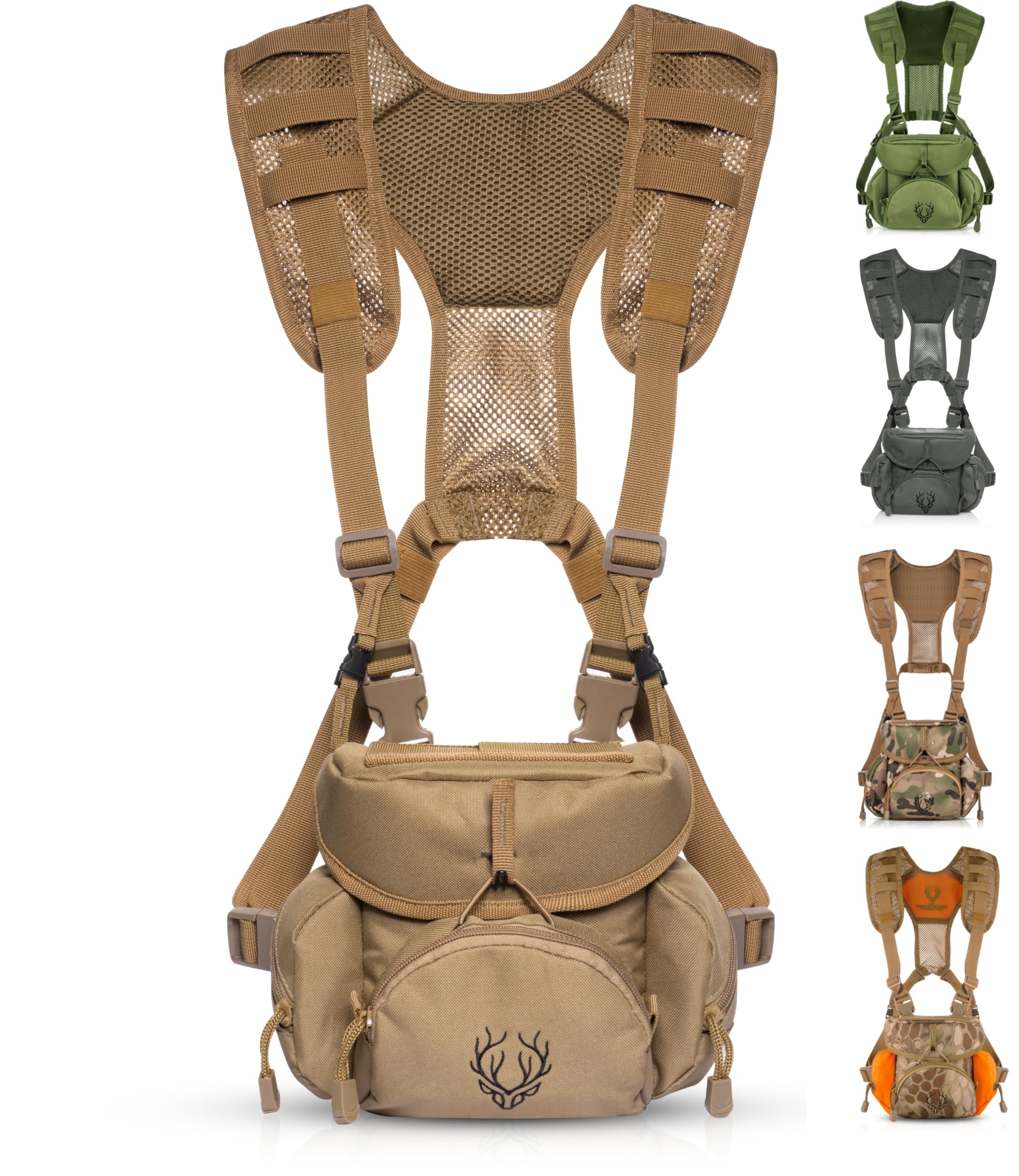 Boundless Performance Binocular Harness Chest Pack - Our Bino Harness Case Is Great For Hunting, Hiking, And Shooting - Binoc Straps Secure Your Binoculars - Holds Rangefinders, Bullets, Gear - Coyote
