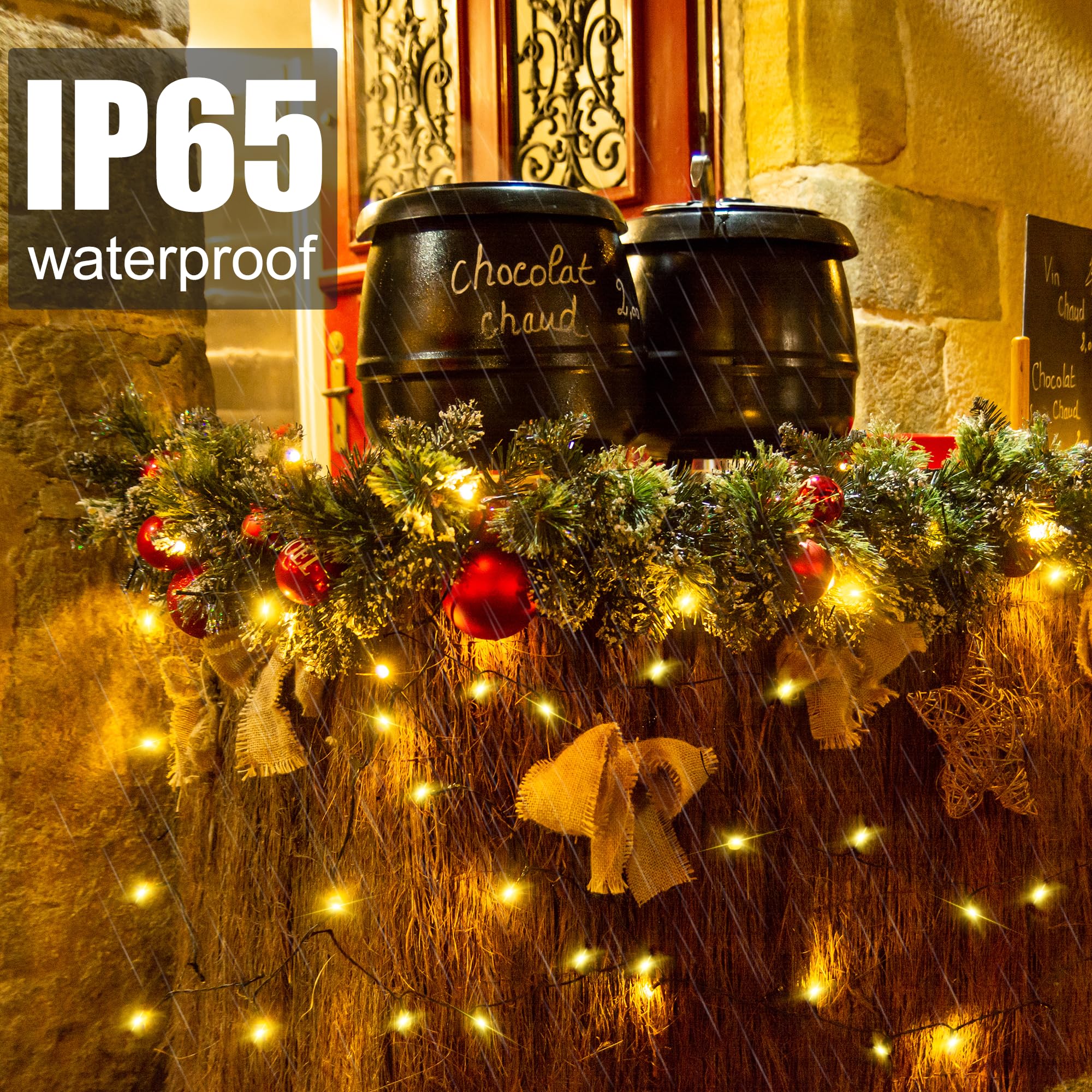 Flechllary Solar String Lights For Outside, 39Ft 100 Led Solar String Lights Outdoor With 8 Modes ,Solar Christmas Lights Outdoor Waterproof For Yard, Fence,Balcony, Party,Christmas Tree Decorations (Warm White)