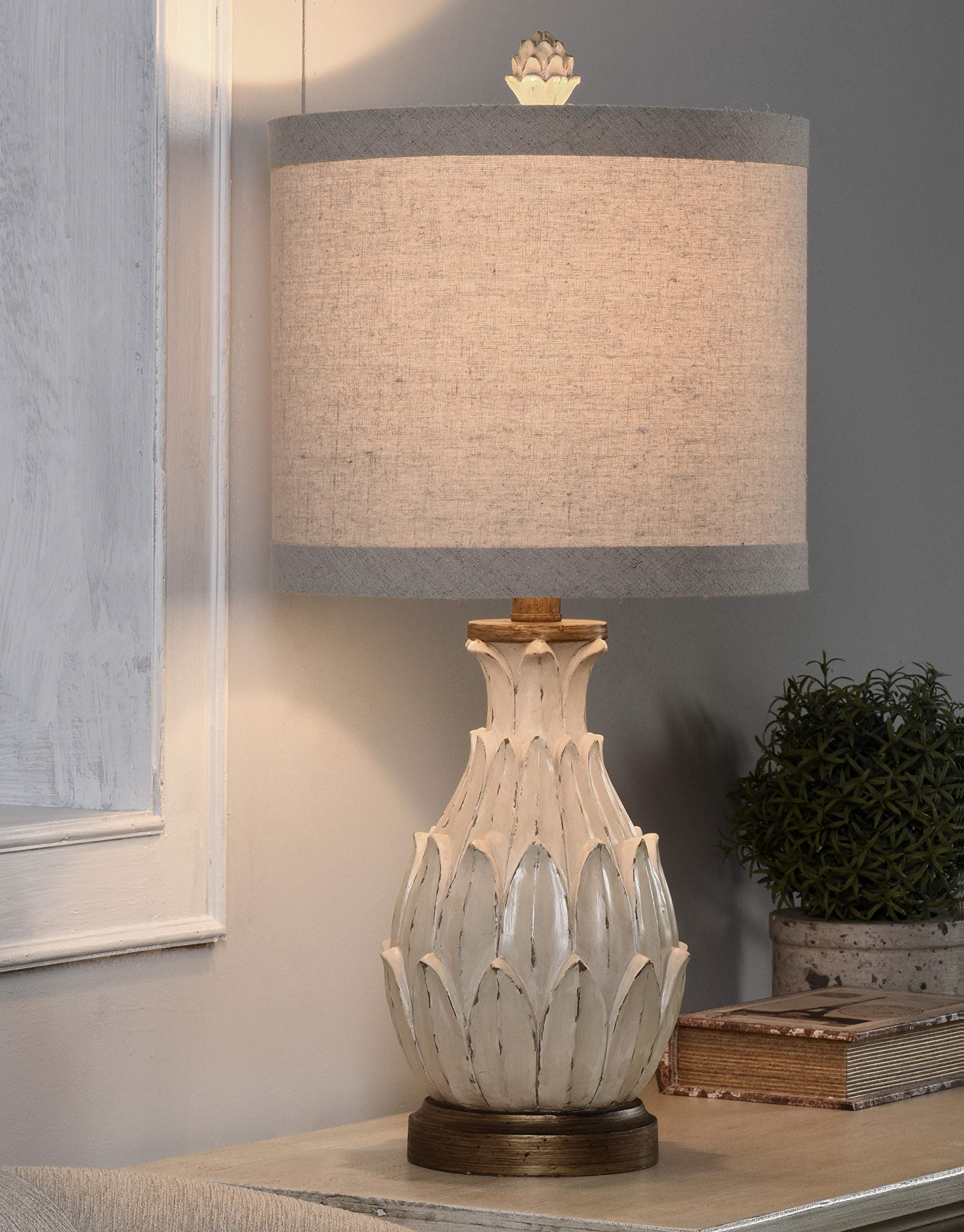 Collective Design Tl28448Dsam Mini Ardichoke, Distressed Off-White, Light Beige Dark Brown, Aged Gold, Oatmeal Table Lamp