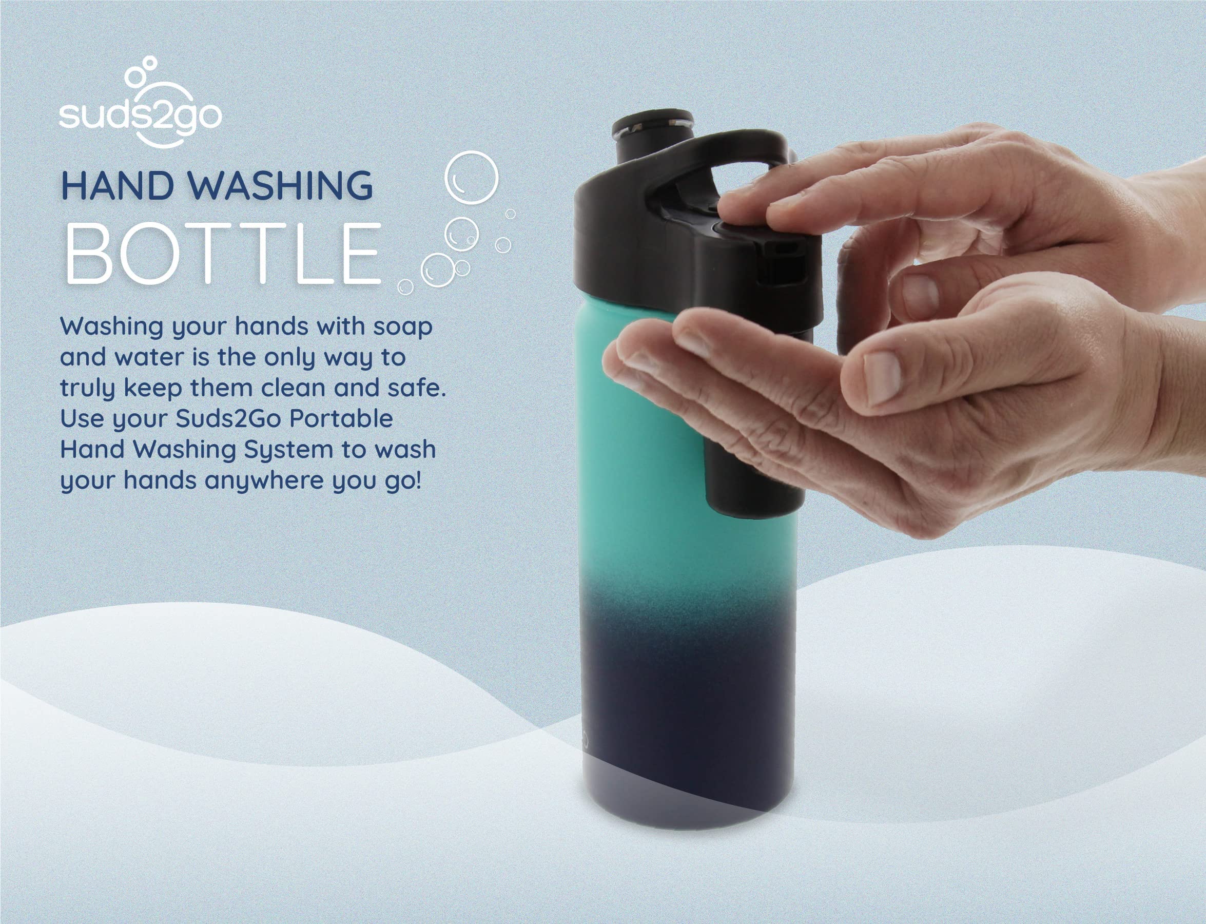 Portable Stainless Steel Water Bottle And Hand Wash System (20Oz) - Double Walled