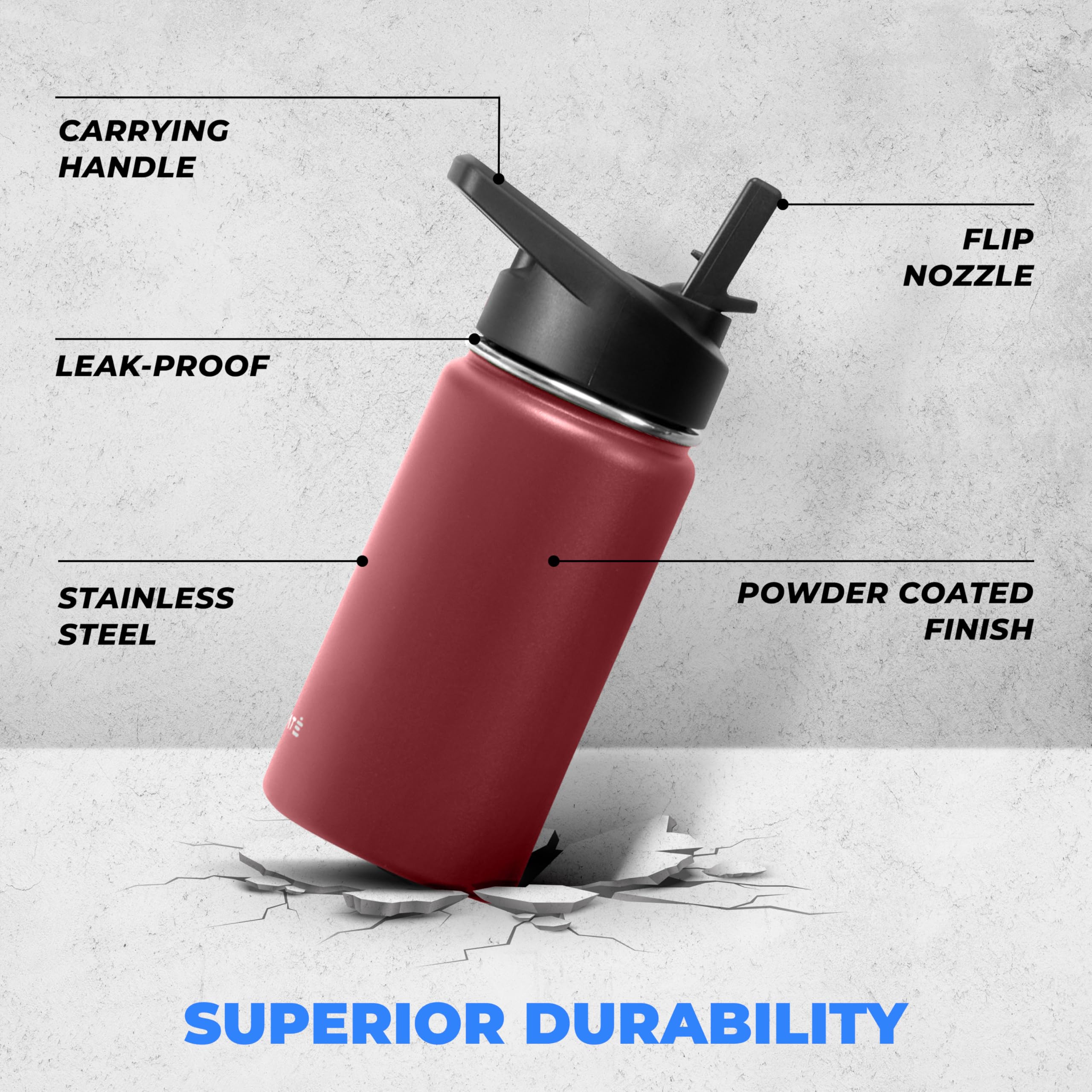 Hydrate Kids Stainless Water Bottle - Small Insulated Water Bottle For Kids - Spill Proof Lid