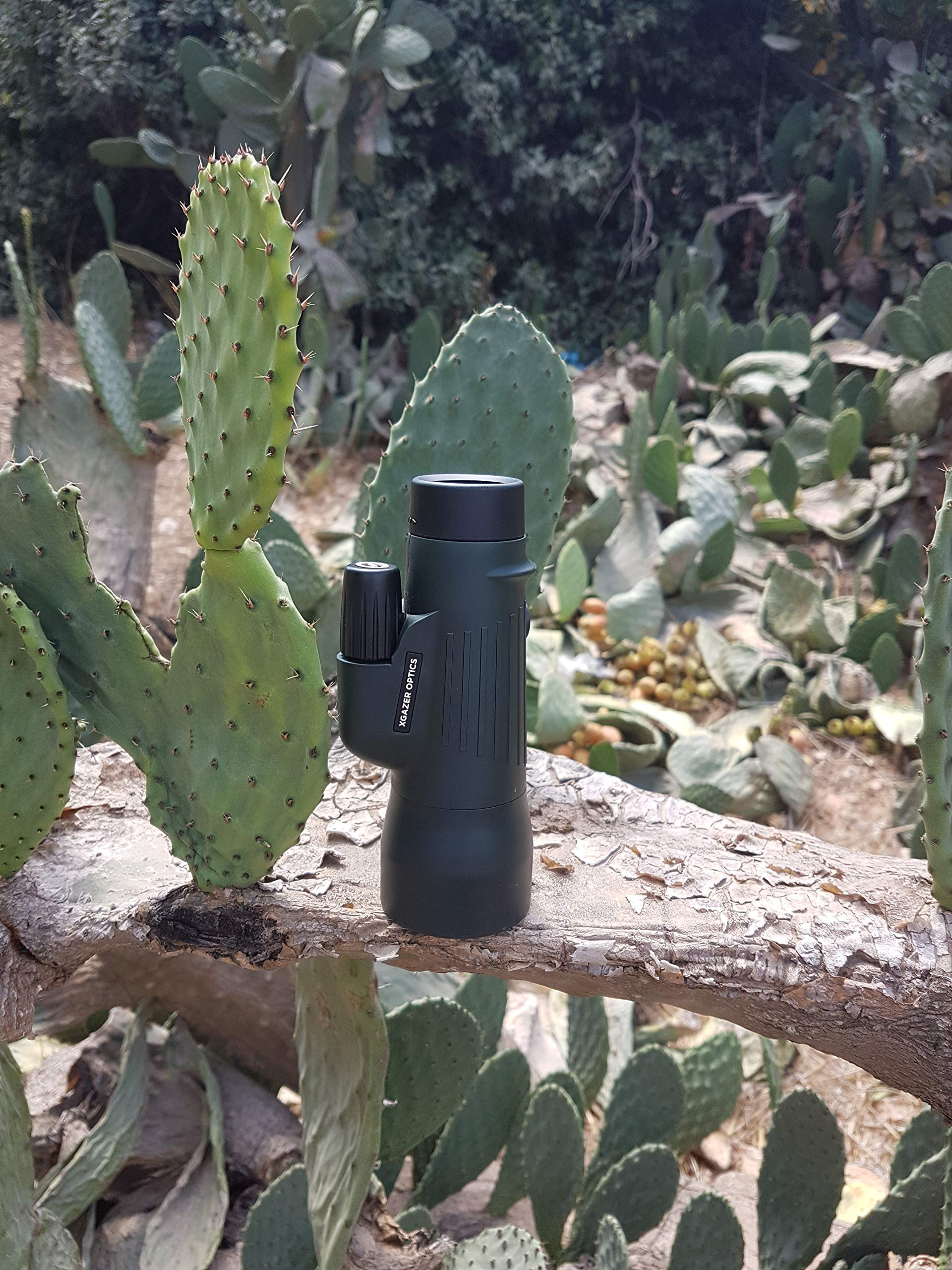 Xgazer Optics 10X50 Point View High Powered Monocular- Waterproof Bird Watching, Hunting, Fishing,Travel, Safari, Hiking, Monocular- Long Range, Eye-Relief Monocular W/Wrist Strap, Case & Cloth