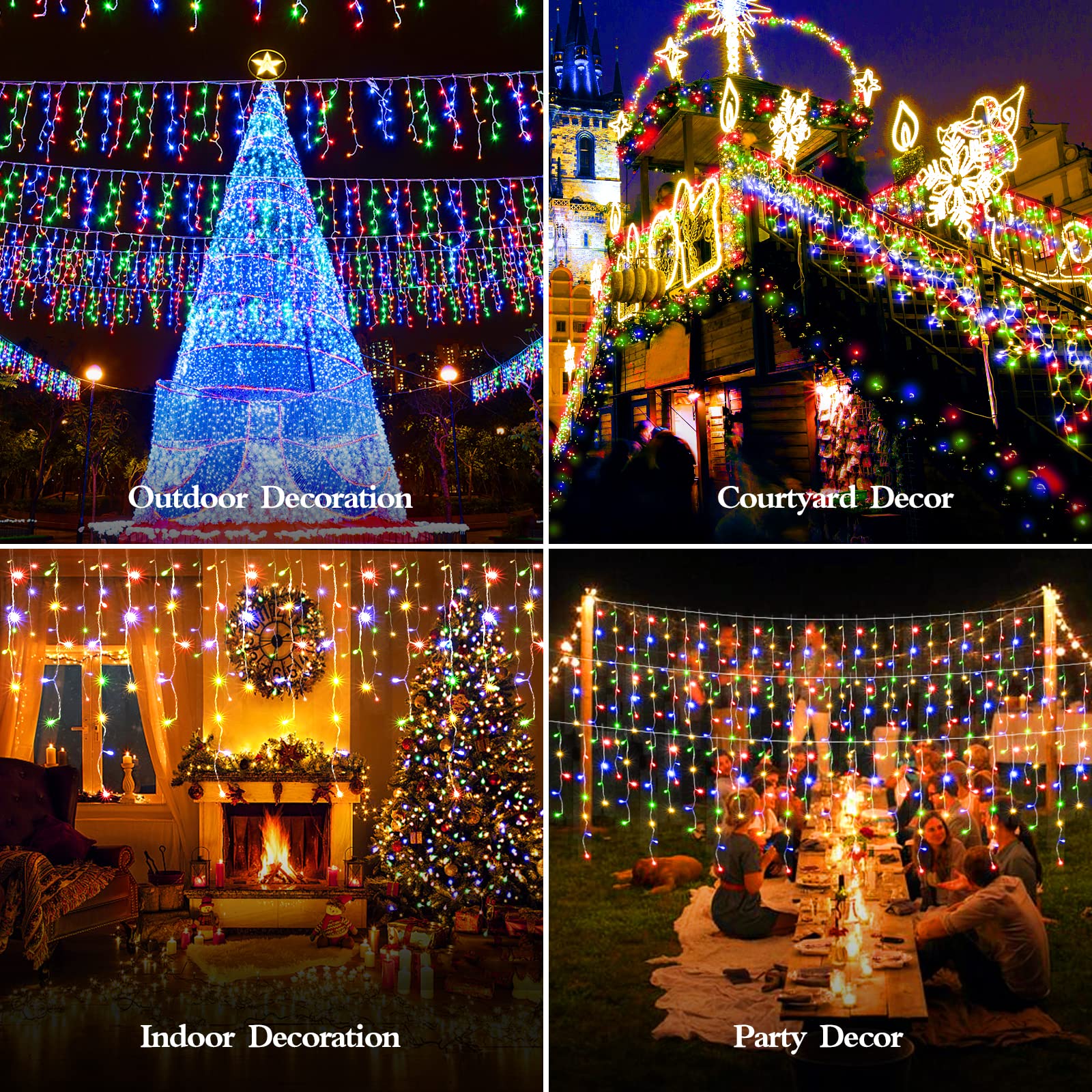 Flvoecn 98Ft 960Led Christmas Lights Waterproof 8 Modes Christmas Lights Outdoor Decoration With Memory And Timer Hanging Fairy Lights Plug-In Curtain String Lights For Holiday Party Wedding Home Roof