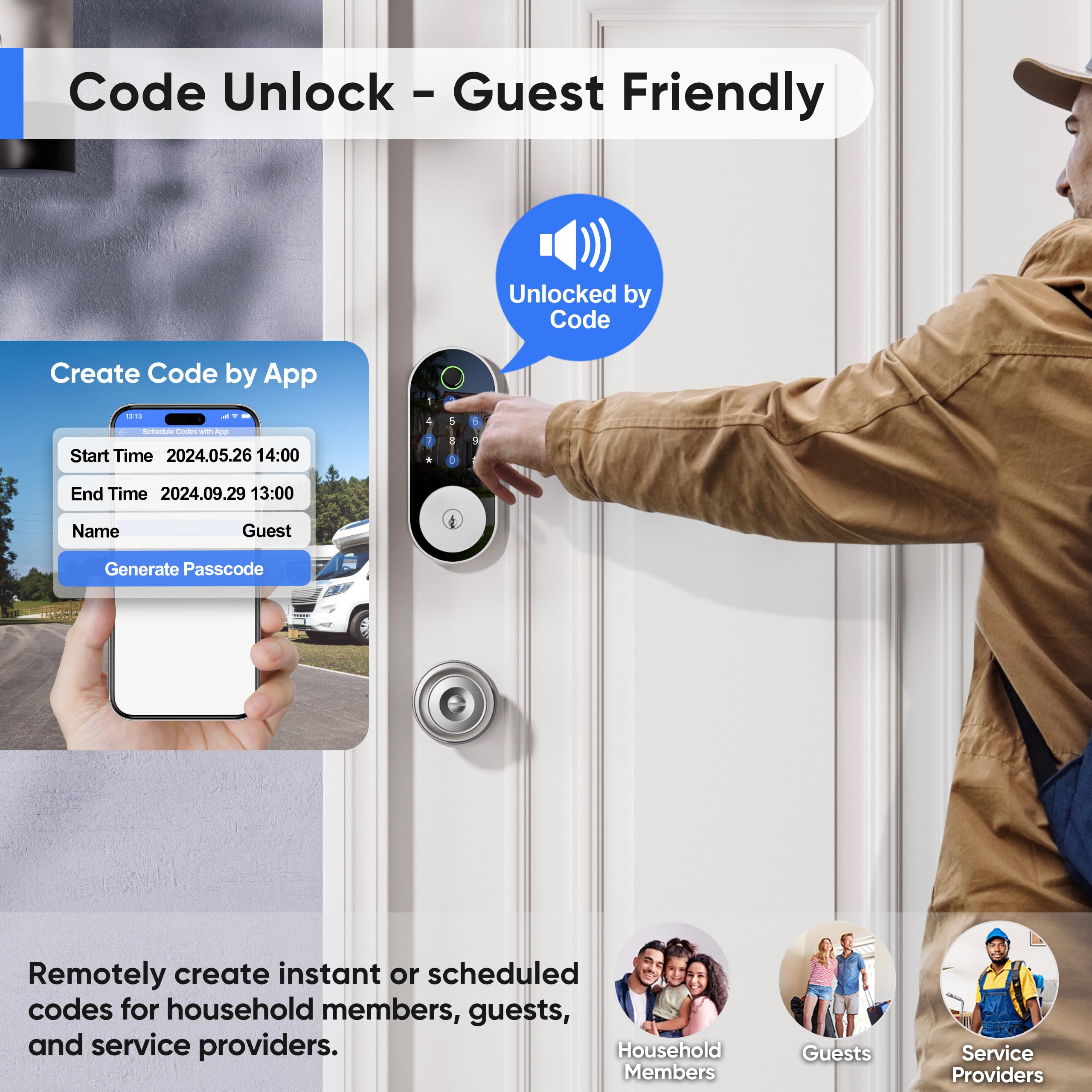 Sifely Keyless-Entry Door-Lock Deadbolt Smart Lock: Electronic Deadbolt Lock With Keypad, Fingerprint & Code Access, Digital Door Keypad For Front Doors, Entry Doors And Exterior Doors (Nickel)