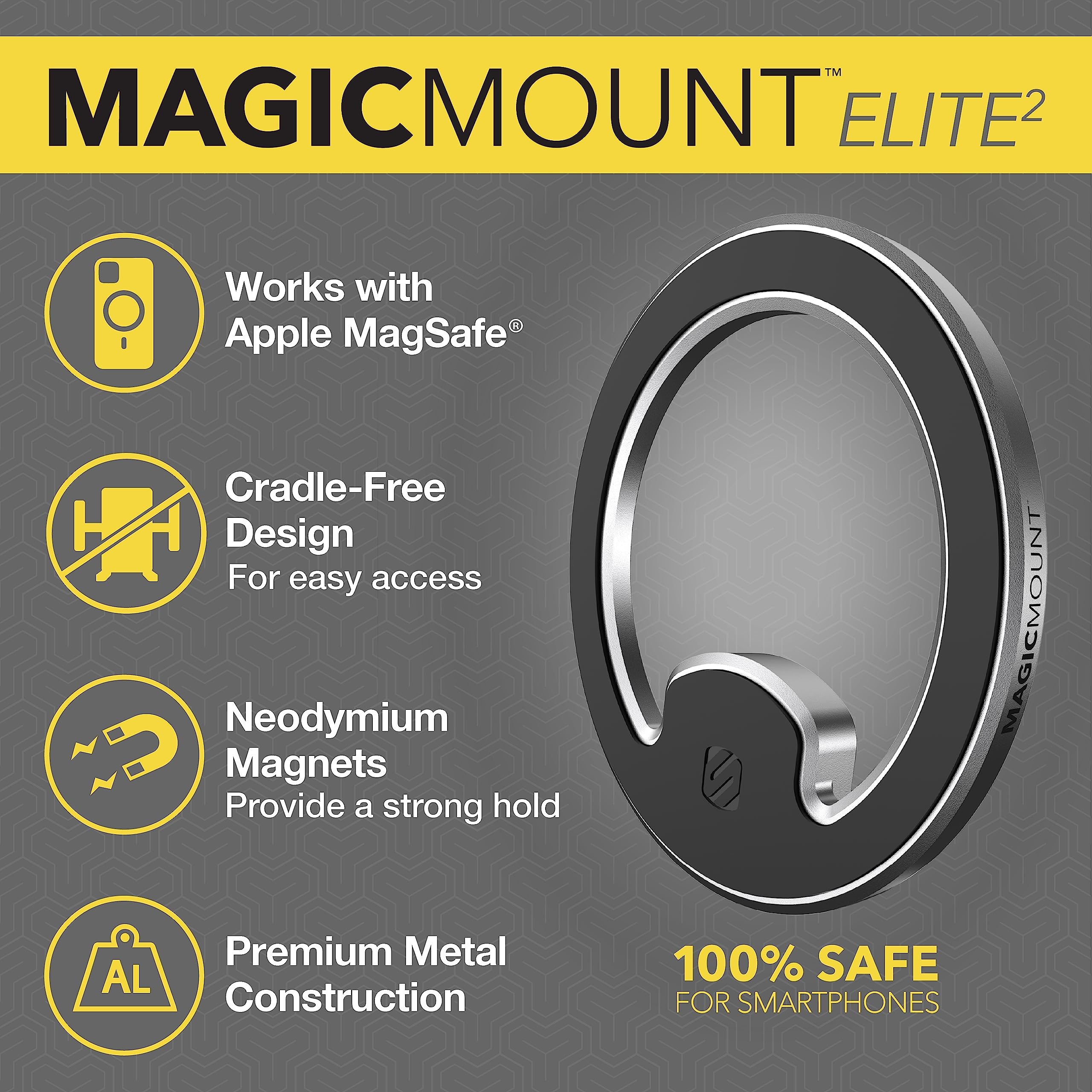 Scosche Magicmount Memsd-Sp Elite2 Magnetic Dashboard Mount For Magsafe Mobile Devices, Cell Phone Holder For Car Dash, 360° Adjustable Magnet Head, Compatible With Iphone 14, 13, 12 And Magsafe Case
