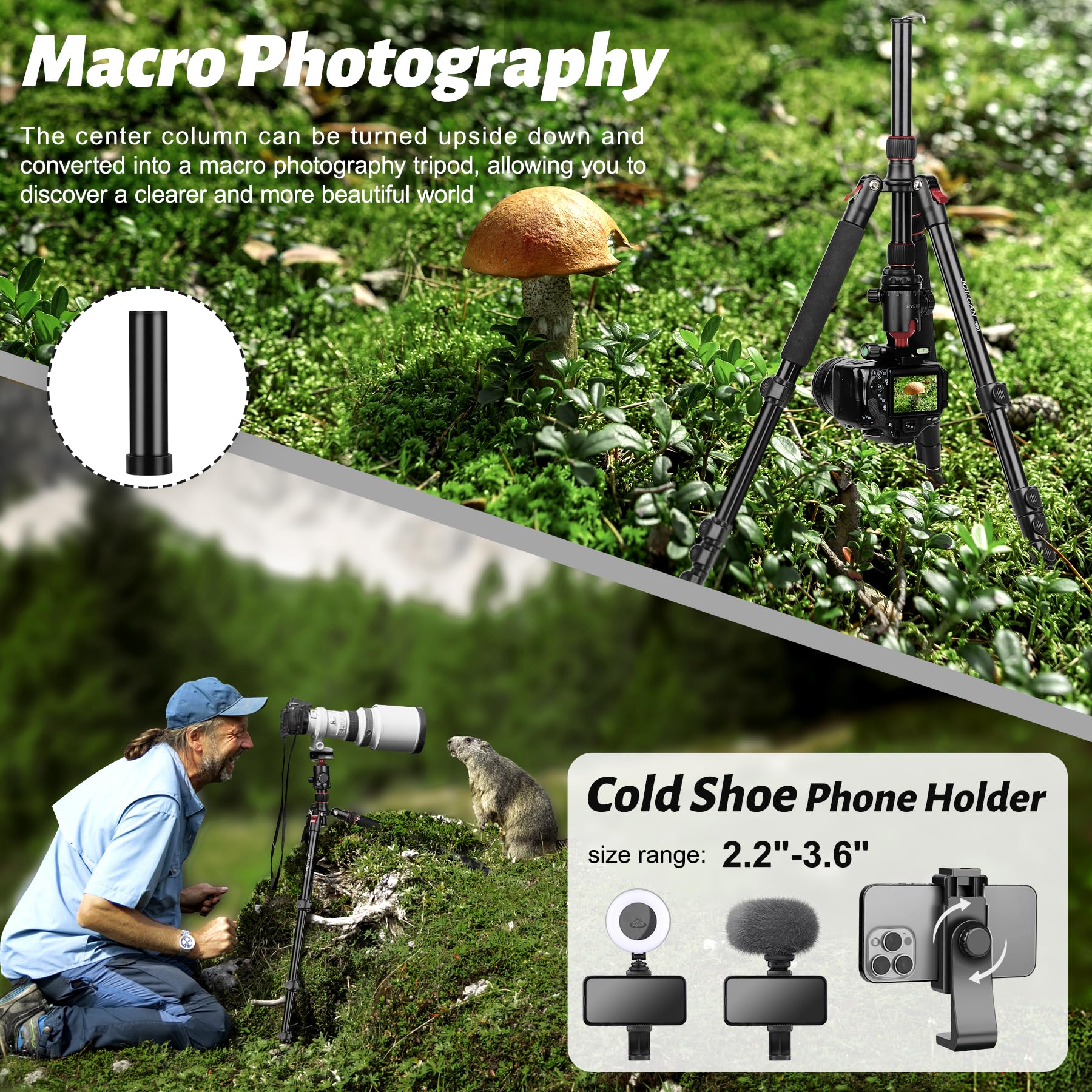 Joilcan Tripod For Camera, 81" Aluminum Camera Tripod Monopod For Dslr, Heavy Duty Travel Tripods For Spotting Scope Binoculars Laser Level, Payload 35Lb