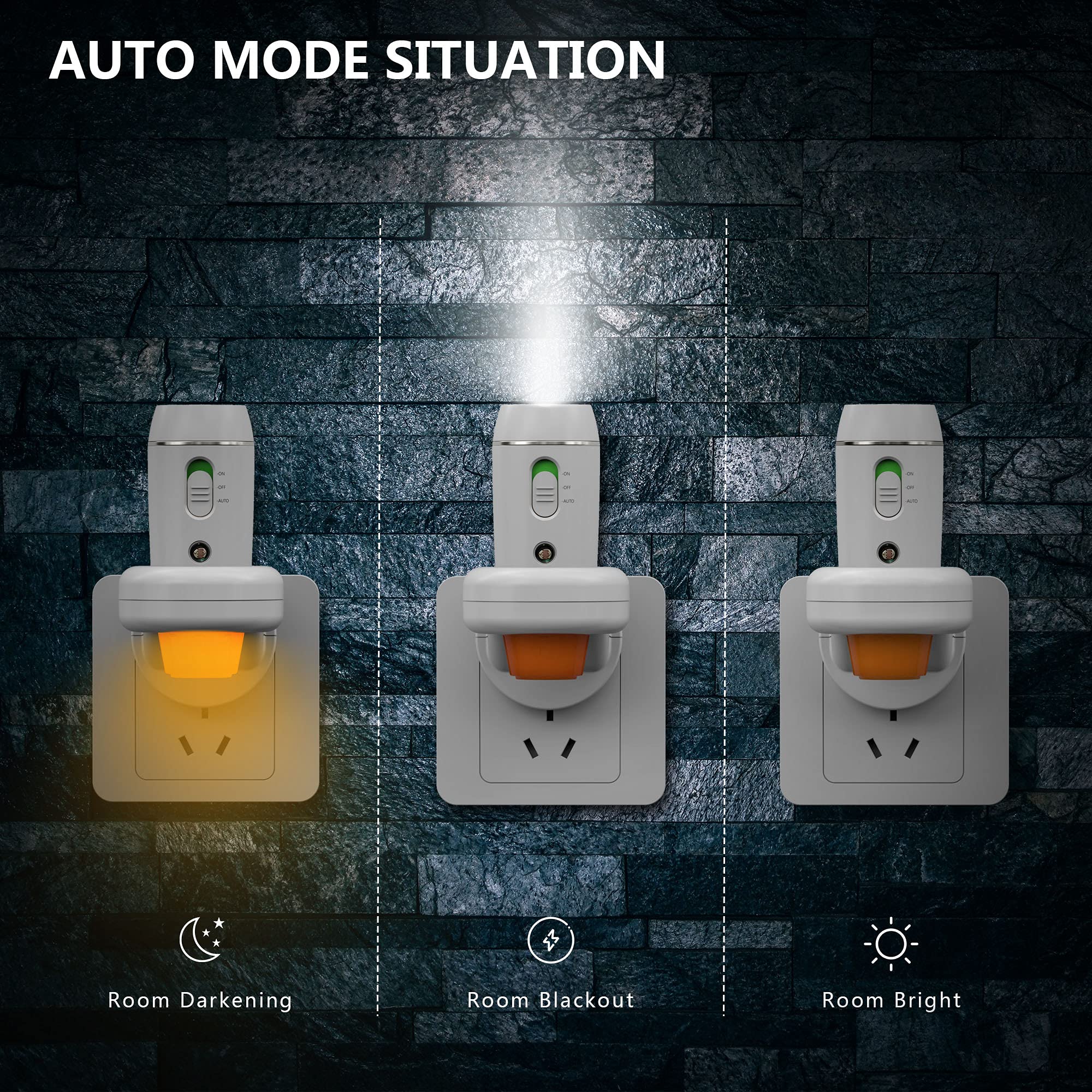 Aosbet Thovas Emergency Led Flashlight, 3-In-1 Rechargeable Power Failure Light, Multi-Function Portable Automatically Handheld Lights For Home, Lighting Sensor Night Light, 2 Packs