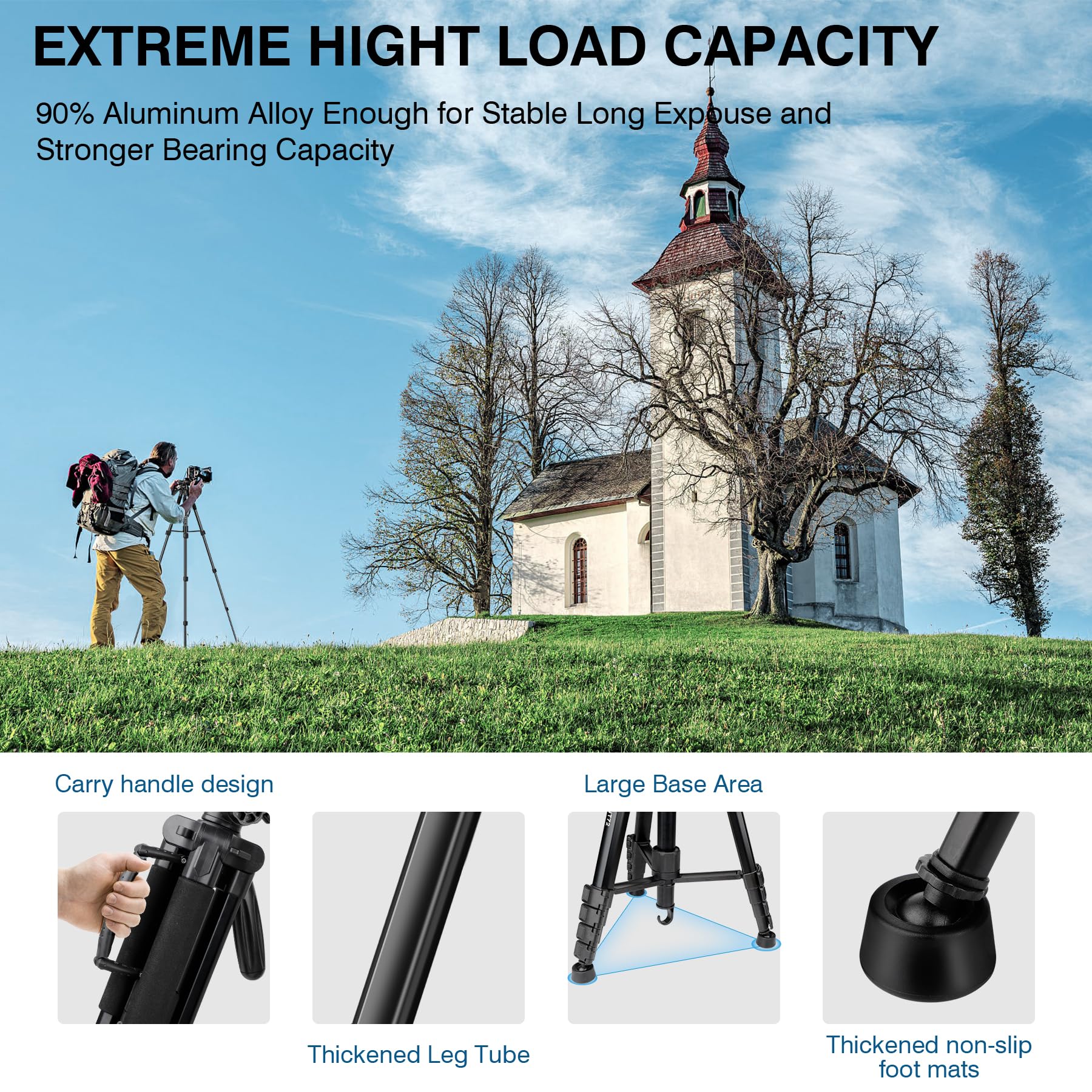 Victiv Tripod For Camera, 72" Tall Camera Tripod Monopod With Remote, Professional Heavy Duty Compact Camera Stand For Phone,Dslr, Spotting Scope, Telescope, Binocular