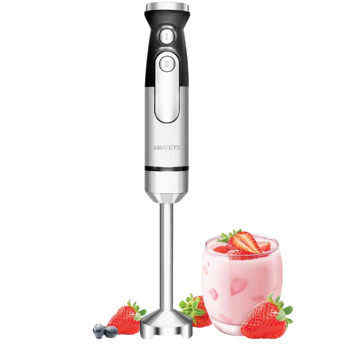 Portable Amateys handheld immersion blender with 700W copper motor, infinitely variable speeds for precise blending