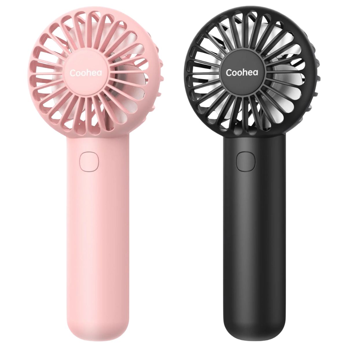 Portable 2-pack pink and black handheld fans with cute design and powerful 3 speeds Koospark