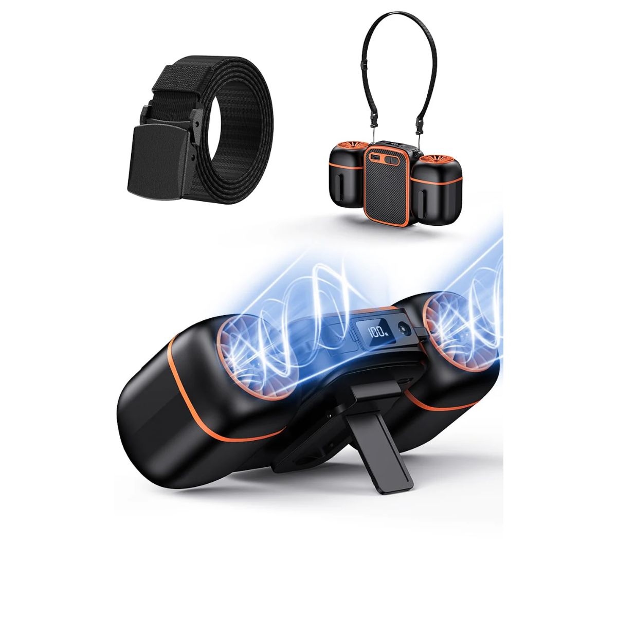 Portable Waist Fan With Dual Small Fans For 10 Times Strong Wind & Wide Cooling Area 10000Mah - Koospark