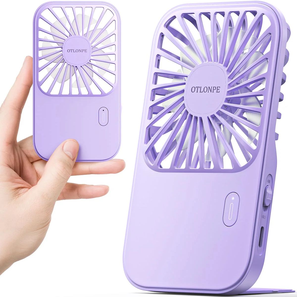 Otlonpe Mini Portable Handheld Fan, Small Personal Rechargeable Hand Held Fan With Foldable Stand - Koospark