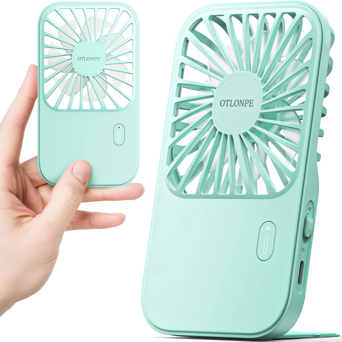 Otlonpe Mini Portable Handheld Fan, Small Personal Rechargeable Hand Held Fan With Foldable Stand - Koospark