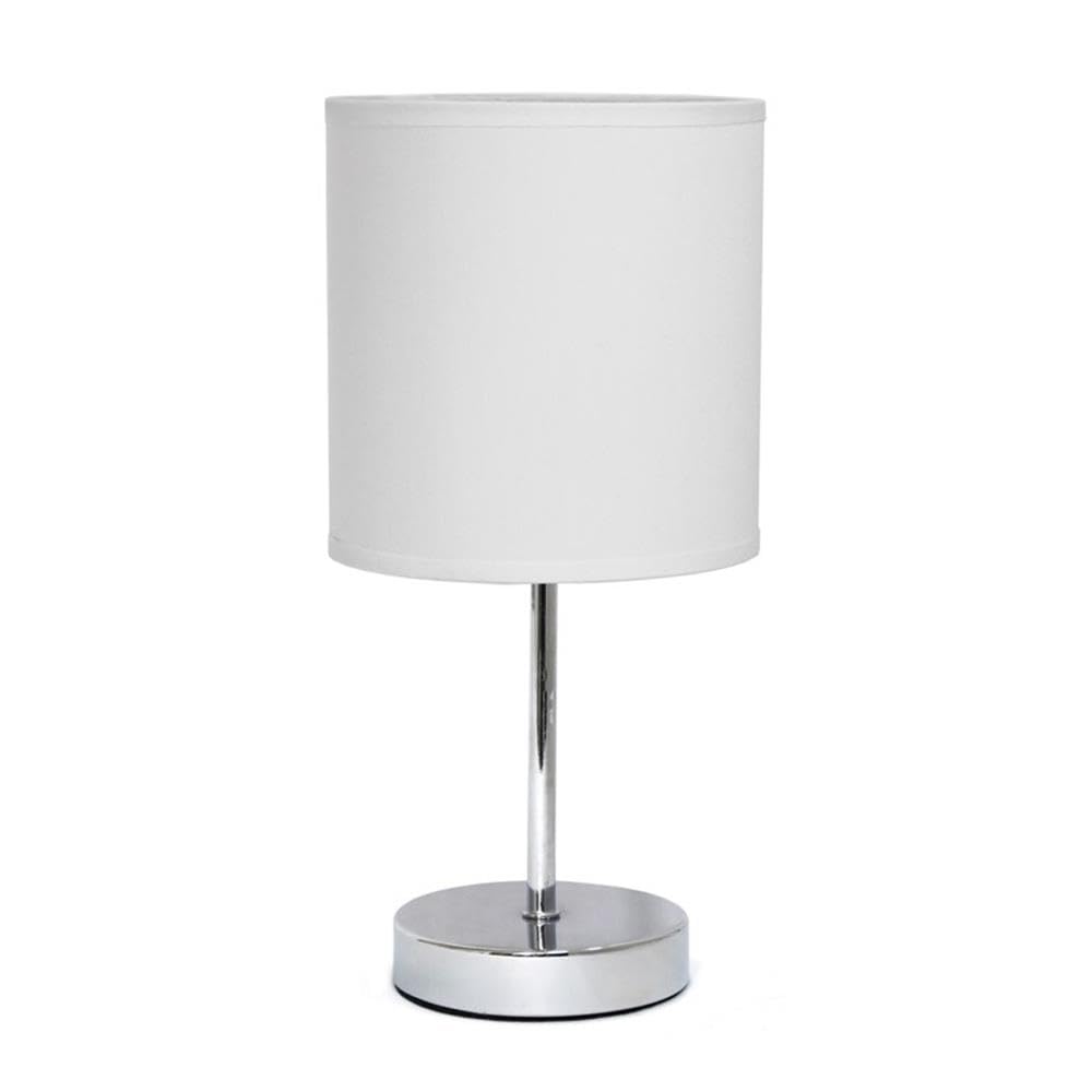 Pemberly Row 11.81" White Basic Chrome Mini Table Lamp With Led Bulb