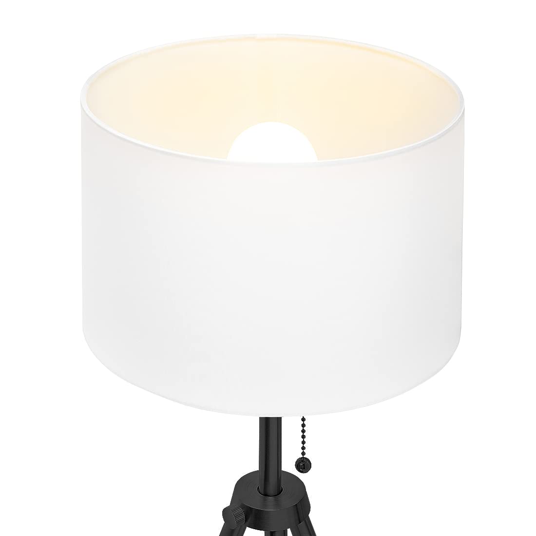 O'Bright O’Bright Tripod Table Lamp, Adjustable In Height, 100% Metal Body With Linen Drum Shade, Bedside Lamp, Nightstand Lamp, Side Table Lamp For Living Room, Bedroom, Office, Black