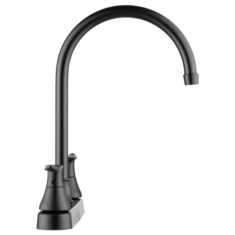 Dura Faucet Df-Pk330Hlh-Mb Rv Elegant J-Spout Swivel Kitchen Sink Faucet - Two Handle (Matte Black)