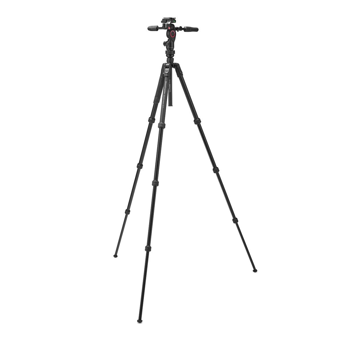 Manfrotto Be Gt Pro 4-Section Aluminum Travel Tripod With 3-Way Pan/Tilt Head, Black