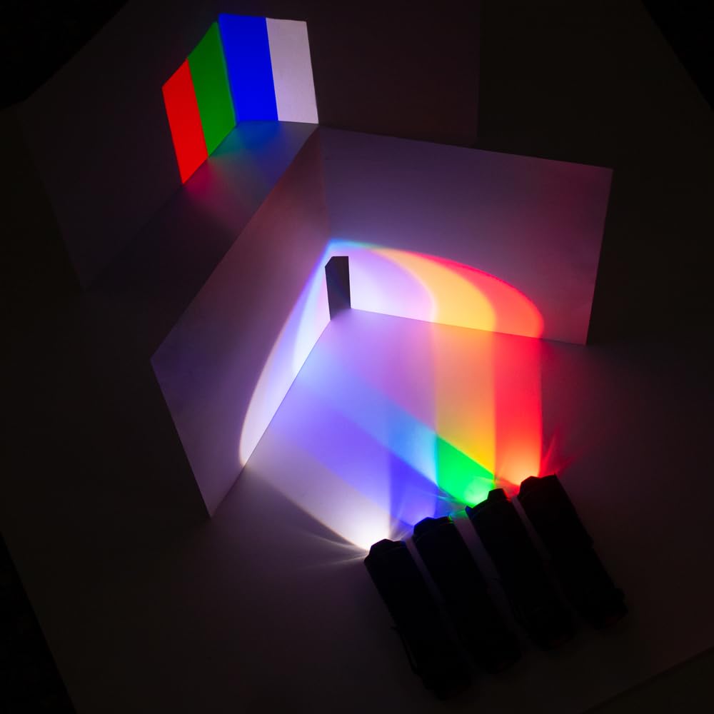Raysoar 4 Pack Color Light 3-Mode Flashlight: Red Light Flashlight, Green Light Flashlight, Blue Light Flashlight, Cool White Light Flashlight For Night Observation