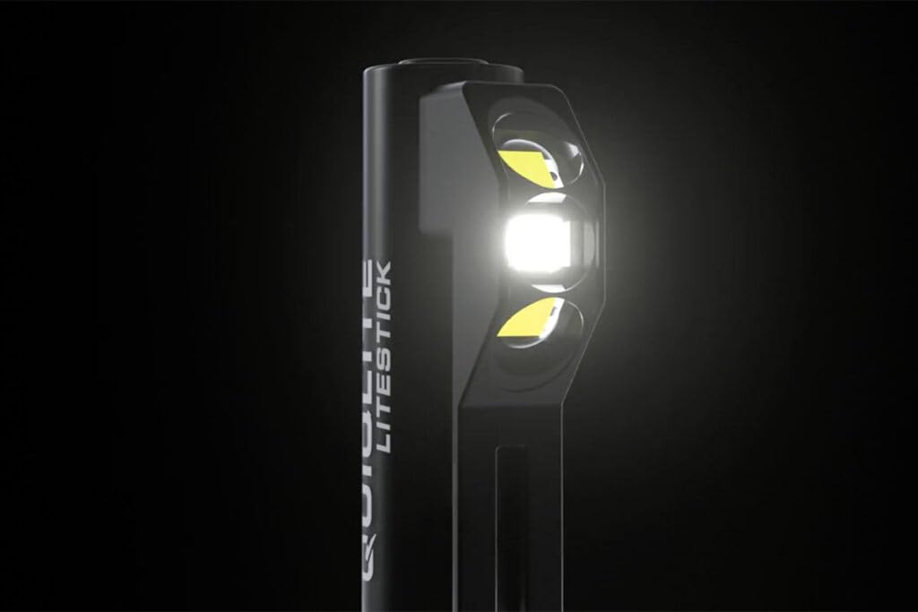 Quiqlite Utility Litestick 200 Lumens Usb Rechargeable Programmable Pocket Led Flashlight - 1 Red, And 2 White Led Lights
