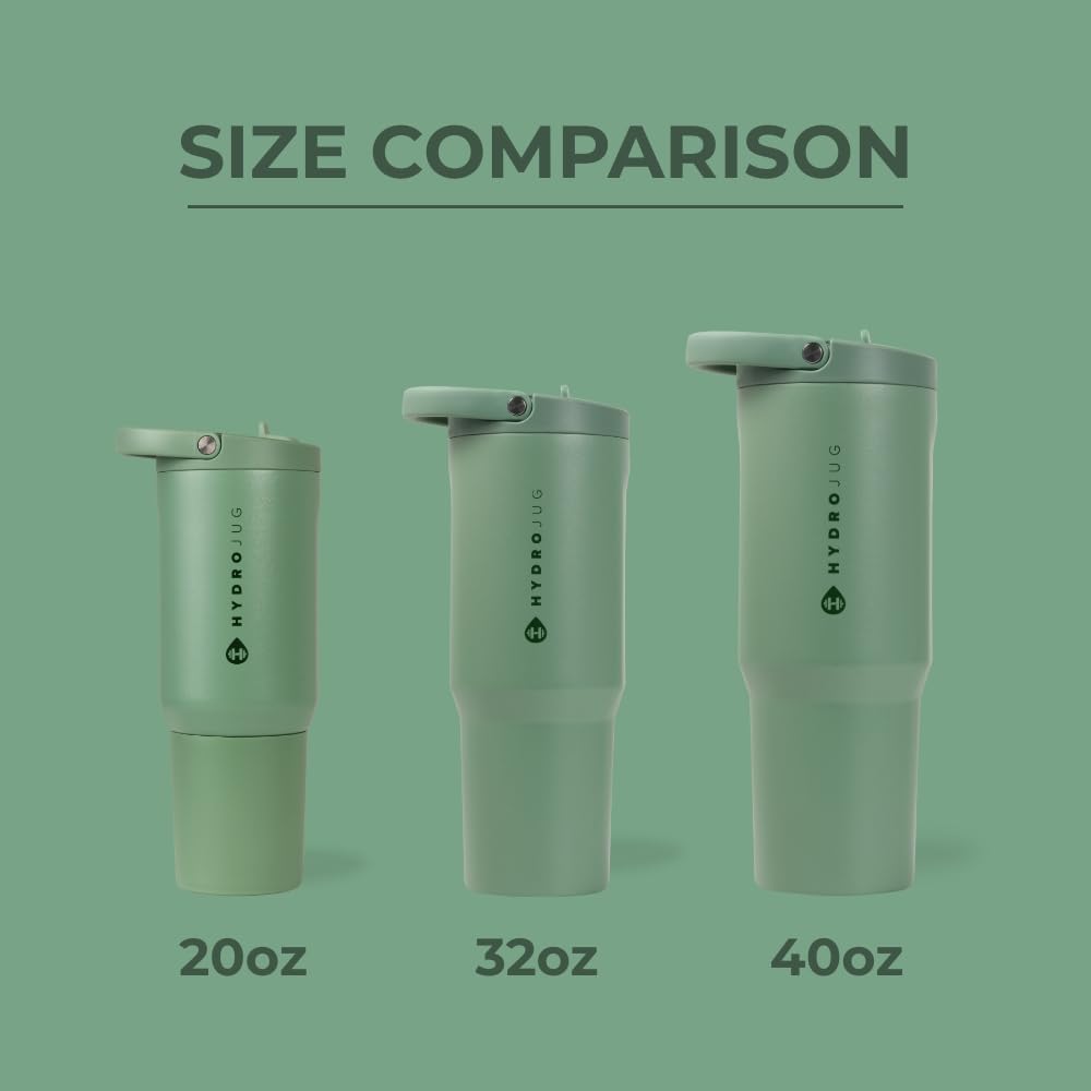 Hydrojug Sport - Stainless Steel Tumbler With Straw, Vacuum Insulated, 40Oz Leakproof Water Bottle