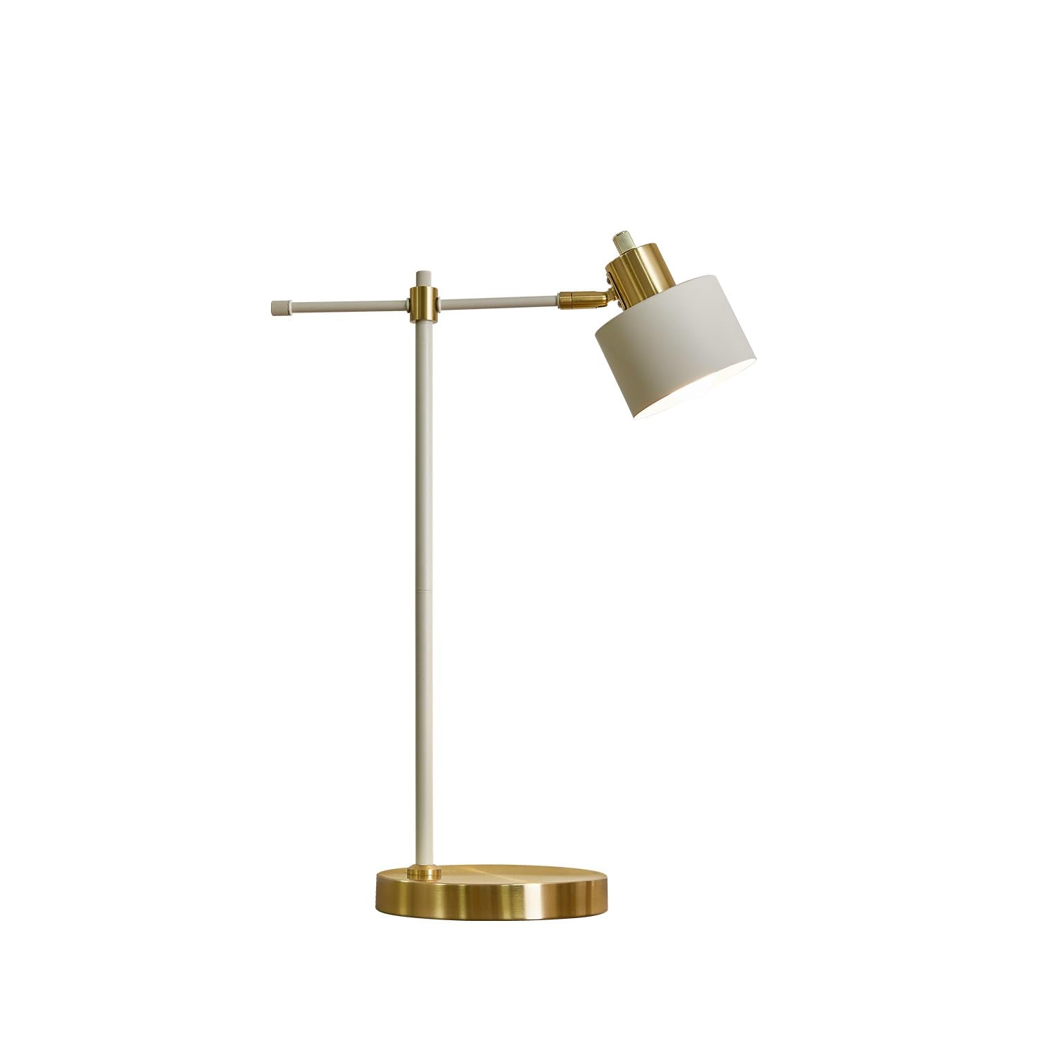 Oyears Modern Industrial Desk Lamp For Reading Led 22.2“ Metal Table Lamp Light For Office Bedroom Study Room Living Room Nightstand Bedside Lamps Gold And Matte Cream Accent (Cream, Bulb Included)