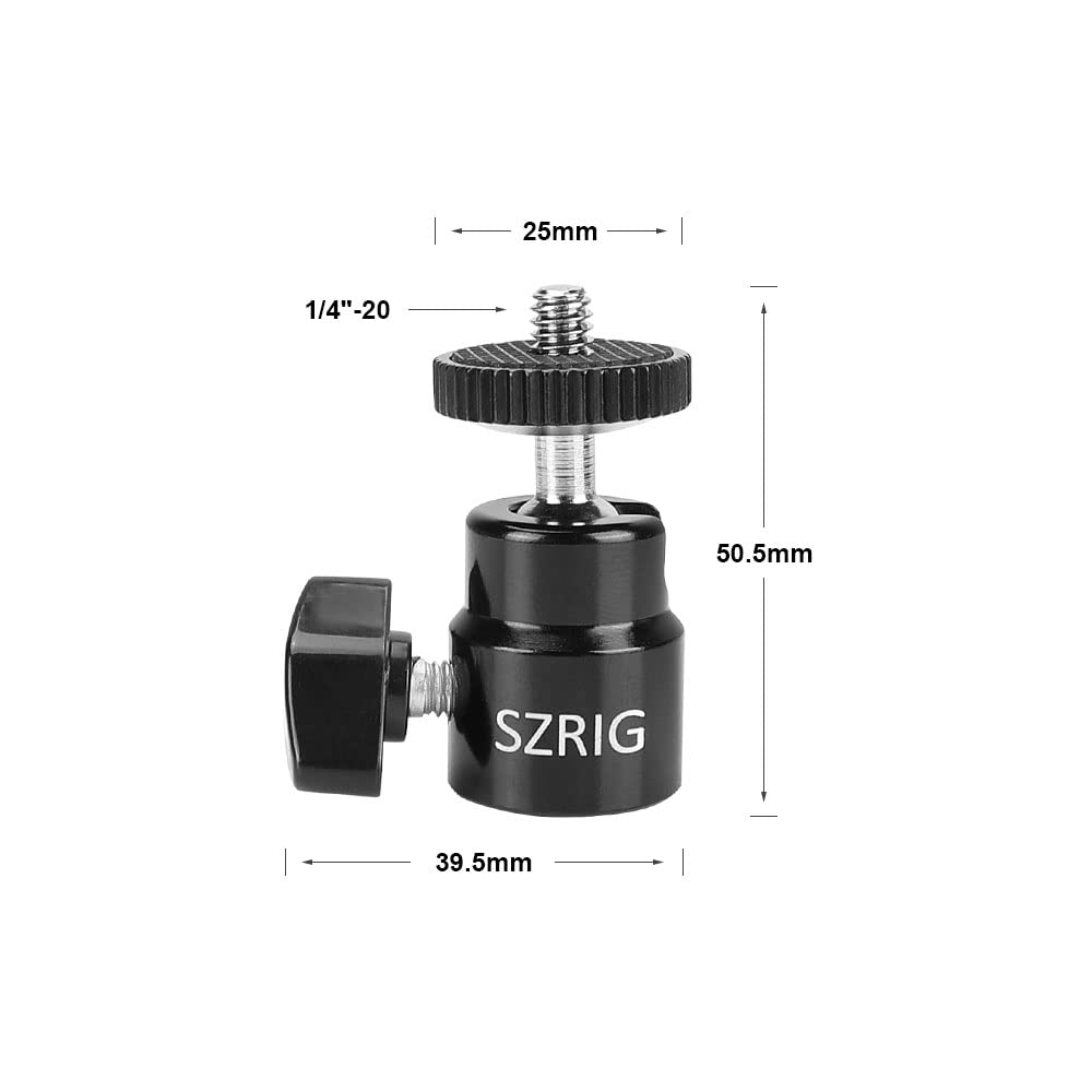 Szrig 1/4"-20 Mini Ball Head For Dslr Camera Monitor Photo Studio Accessory
