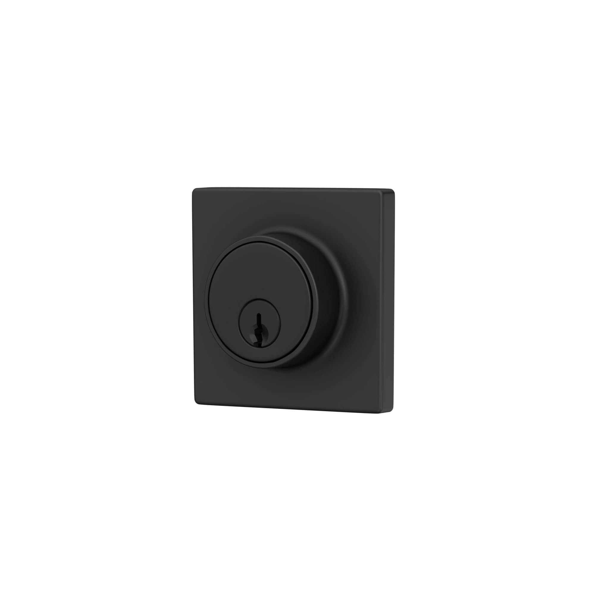 Lock Scout Deadbolt With Square Trim, Keyed 1 Side, Matte Black Finish