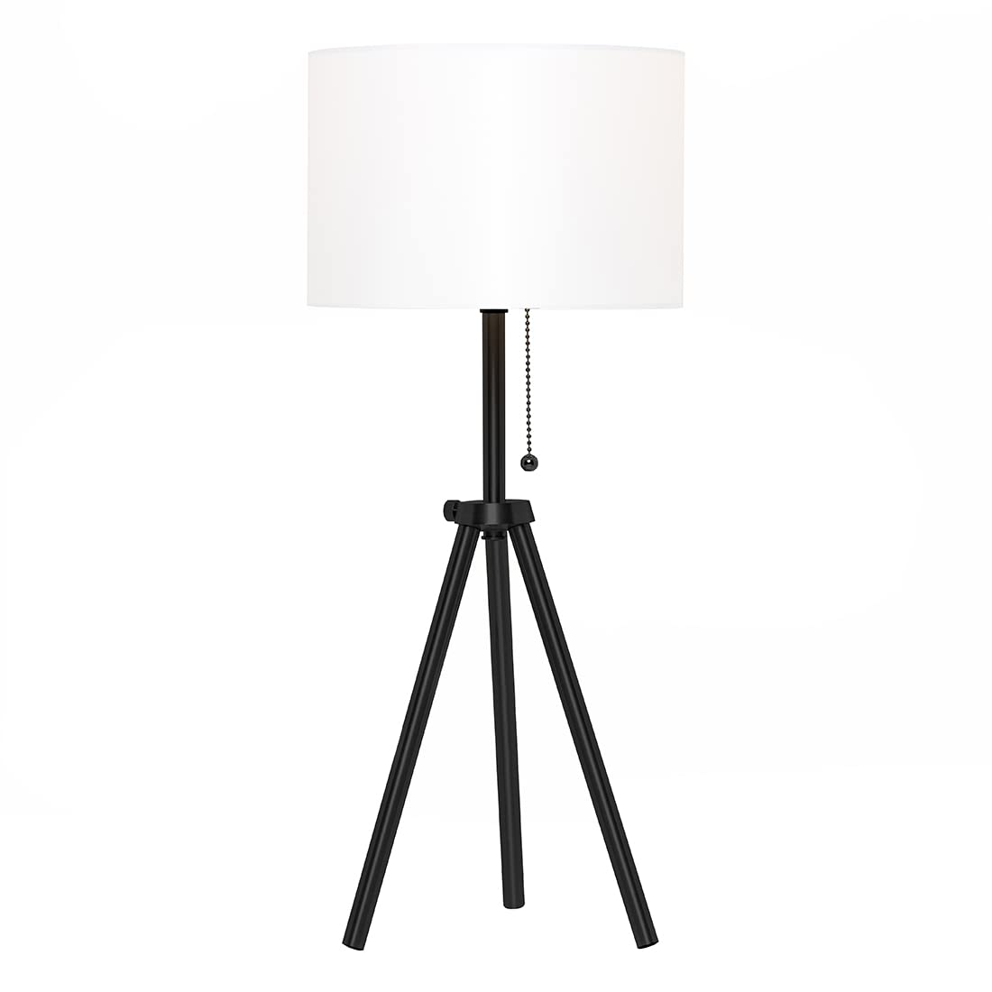 O'Bright O’Bright Tripod Table Lamp, Adjustable In Height, 100% Metal Body With Linen Drum Shade, Bedside Lamp, Nightstand Lamp, Side Table Lamp For Living Room, Bedroom, Office, Black
