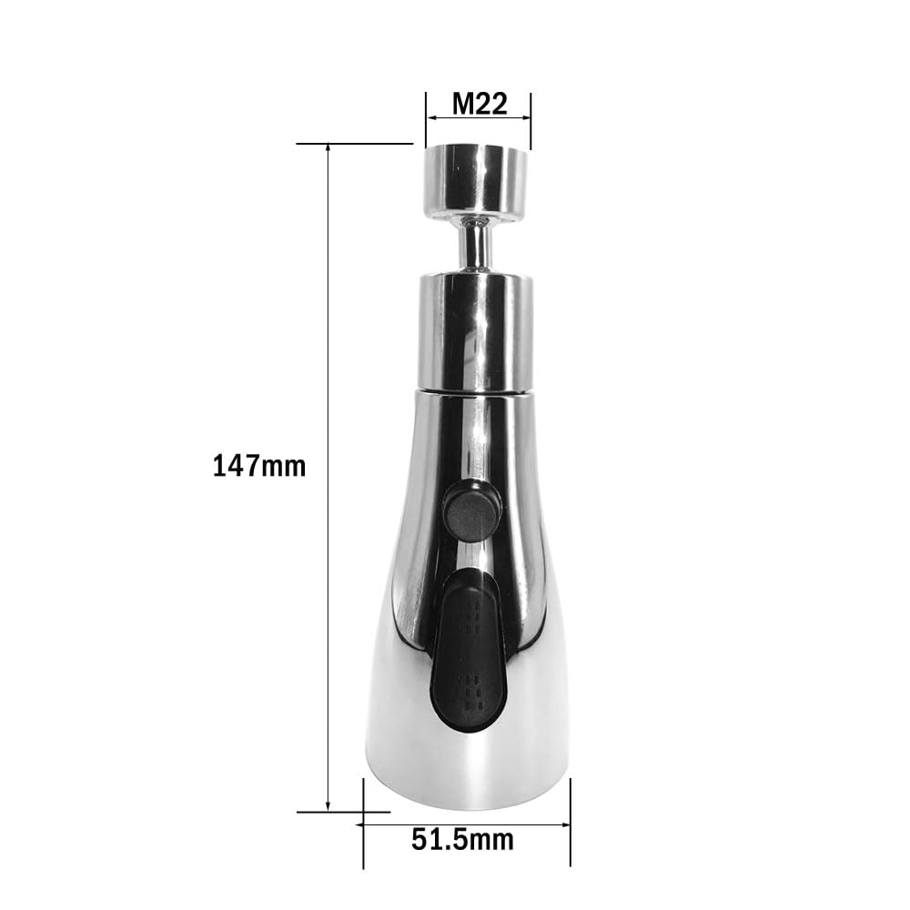 Hgjst 360-Degree Swivel Kitchen Sink Faucet Sprayer Head， Kitchen Faucet Head Replacement,Kitchen Tap Purified Water Head (Black)