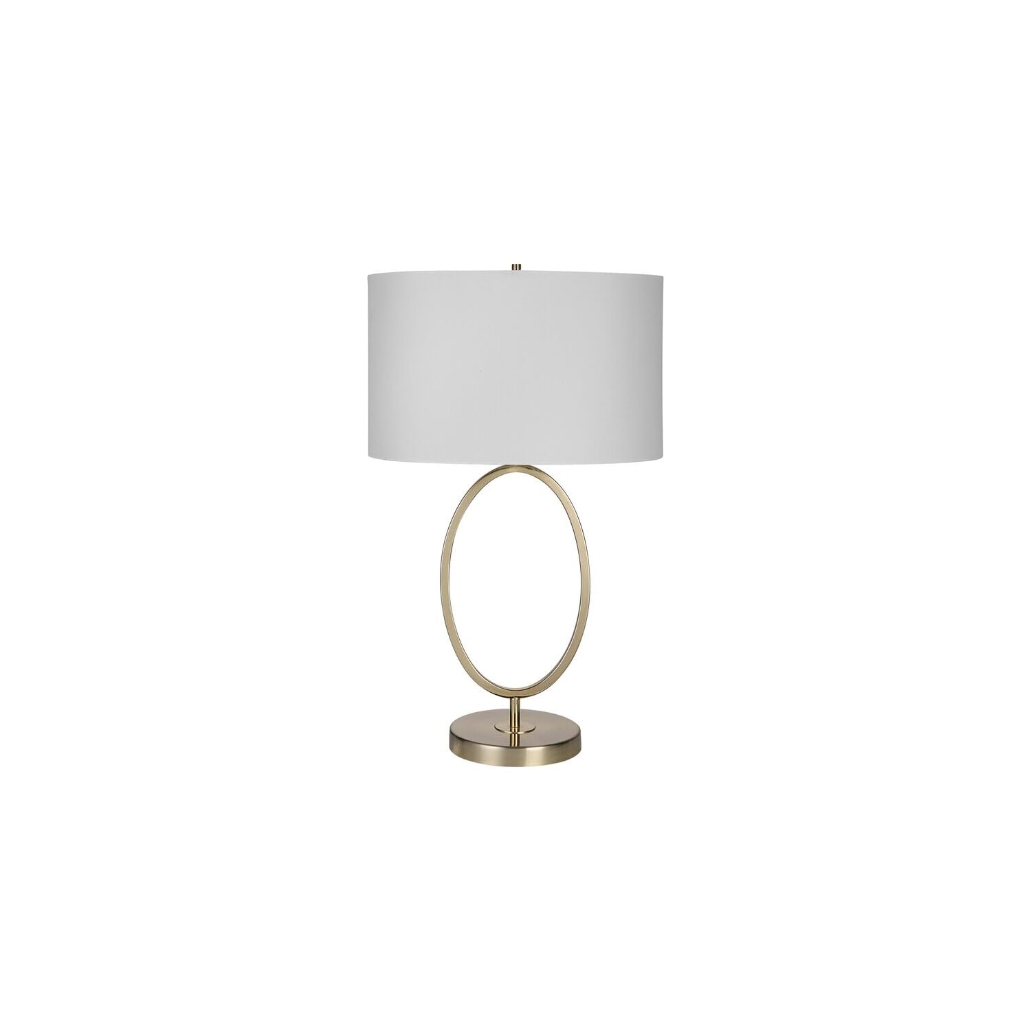 Homestock Island Interiors 11" L X 16" W X 26.5" H Metal Table Lamp With Oval Ring Design And White Drum Linen Shade In Gold