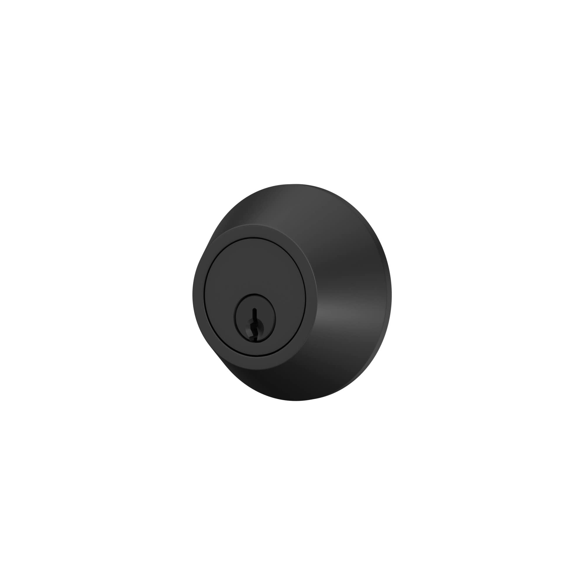 Lock Scout Deadbolt With Round Trim, Keyed 2 Side, Matte Black Finish
