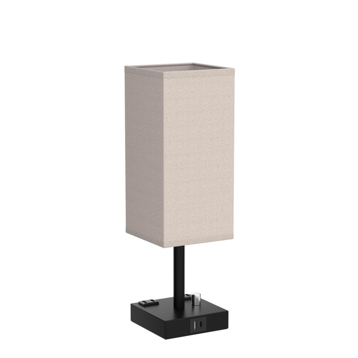Aooshine Fully Dimmable Nightstand Lamps Set Of 2 - Table Bedside Lamp With Usb C+A Charging Ports & 2 Ac Outlets, Square Lamp Sets Linen Fabric Shade For Bedroom Living Room(Bulb Included)