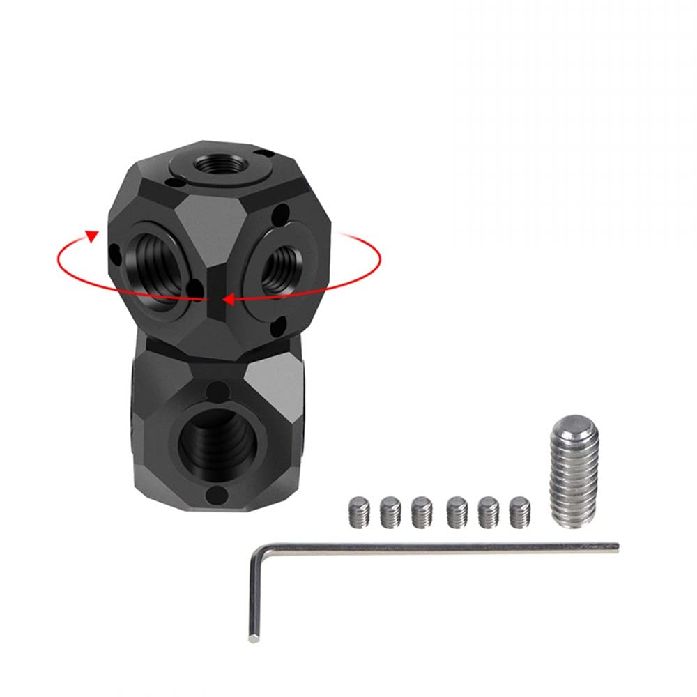 Funmax Double-Deck Adjustable Mini Hexahedron Cold Shoe Extension Mount Adapter With 1/4",3/8"- Screw Hole Tripod Mount For Gopro13/12/11/10/9, Insta360,Other Dslr Camera Cage Flash Light Tripod Stand
