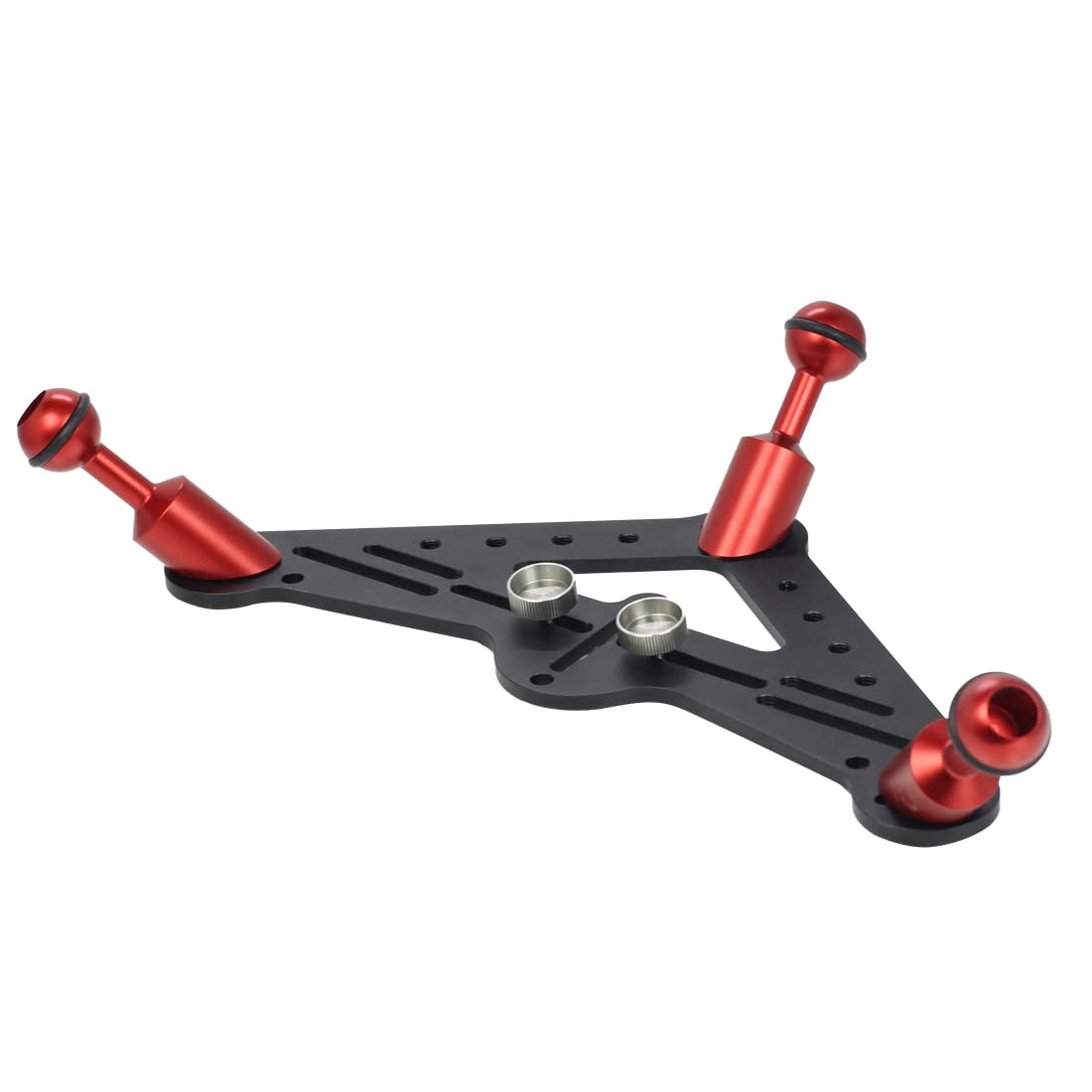 Novelgoal Aluminum Tripod Mount Dslr Diving Photo Triangular Gimbal Tray Rig Underwater Photography Holder (Red Ballhead Tray)