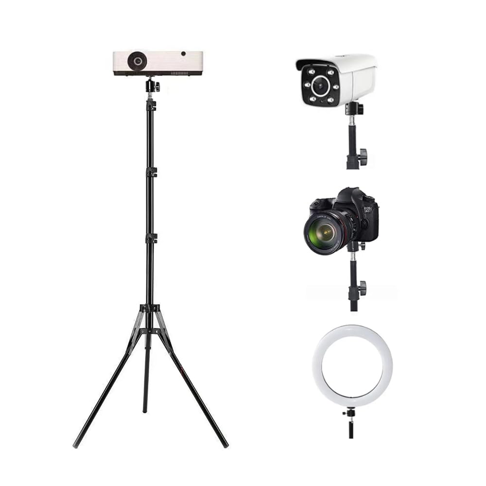 Hantaq Mini Tripod Stand, Mini Projector Camera Stand Holder, Portable Projector Photography Light Stand Flexibly Adjustable Height 26-60 Floor Stand, With 360°Rotatable Ball Head